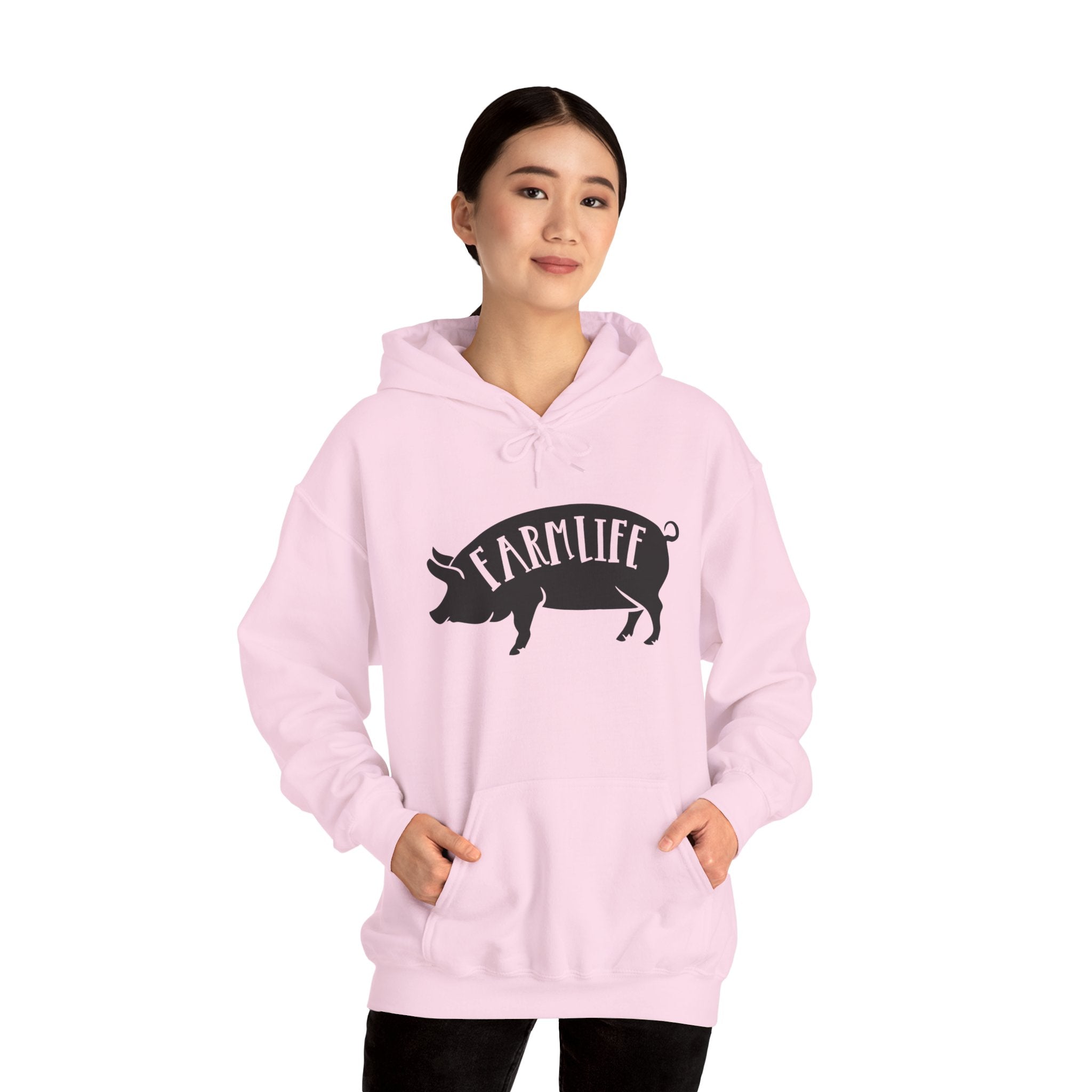 Farmhouse Pig Silhouette Hoodie – Farm Life Sweatshirt, Pig Lover Pullover, Homestead Hoodie, Mini Pig Apparel, Farm Animal Hoodie, Country Living Unisex Hoodie