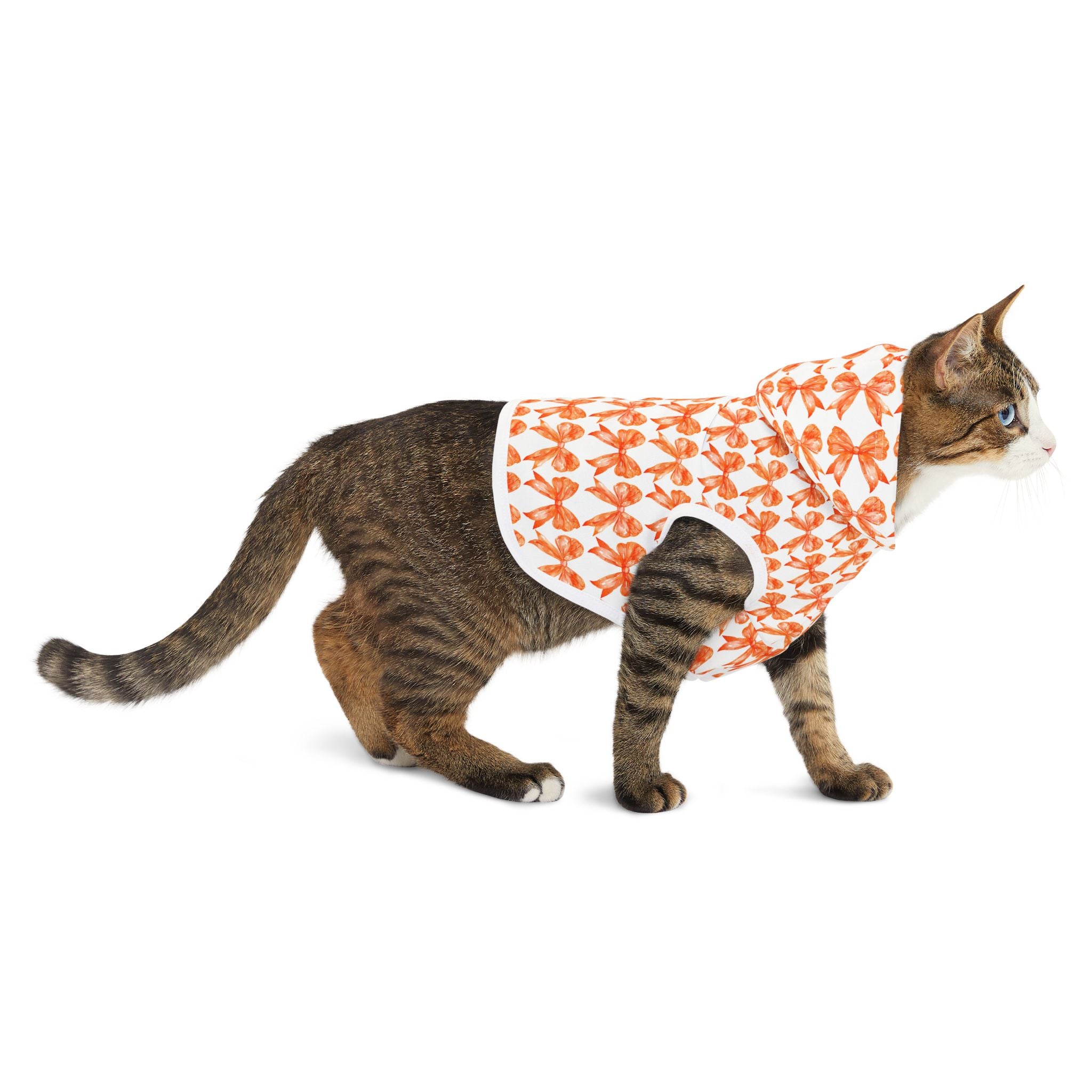 Orange Coquette Bows Cute Pet Hoodie - Adorable Puppy Sweater, Small Dog Outfit, Furry Friend Gift, Pet Apparel, Animal Lover Present
