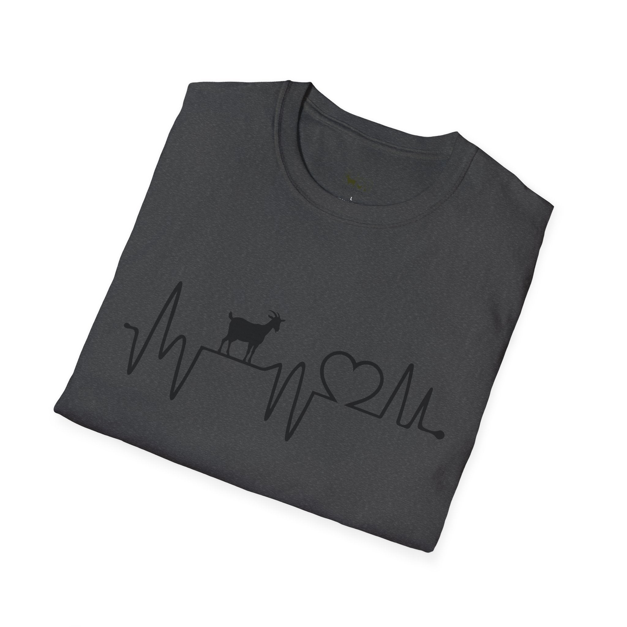 Goat Heartbeat Unisex T-Shirt | Minimalist Goat Lover ECG Farm Life Tee