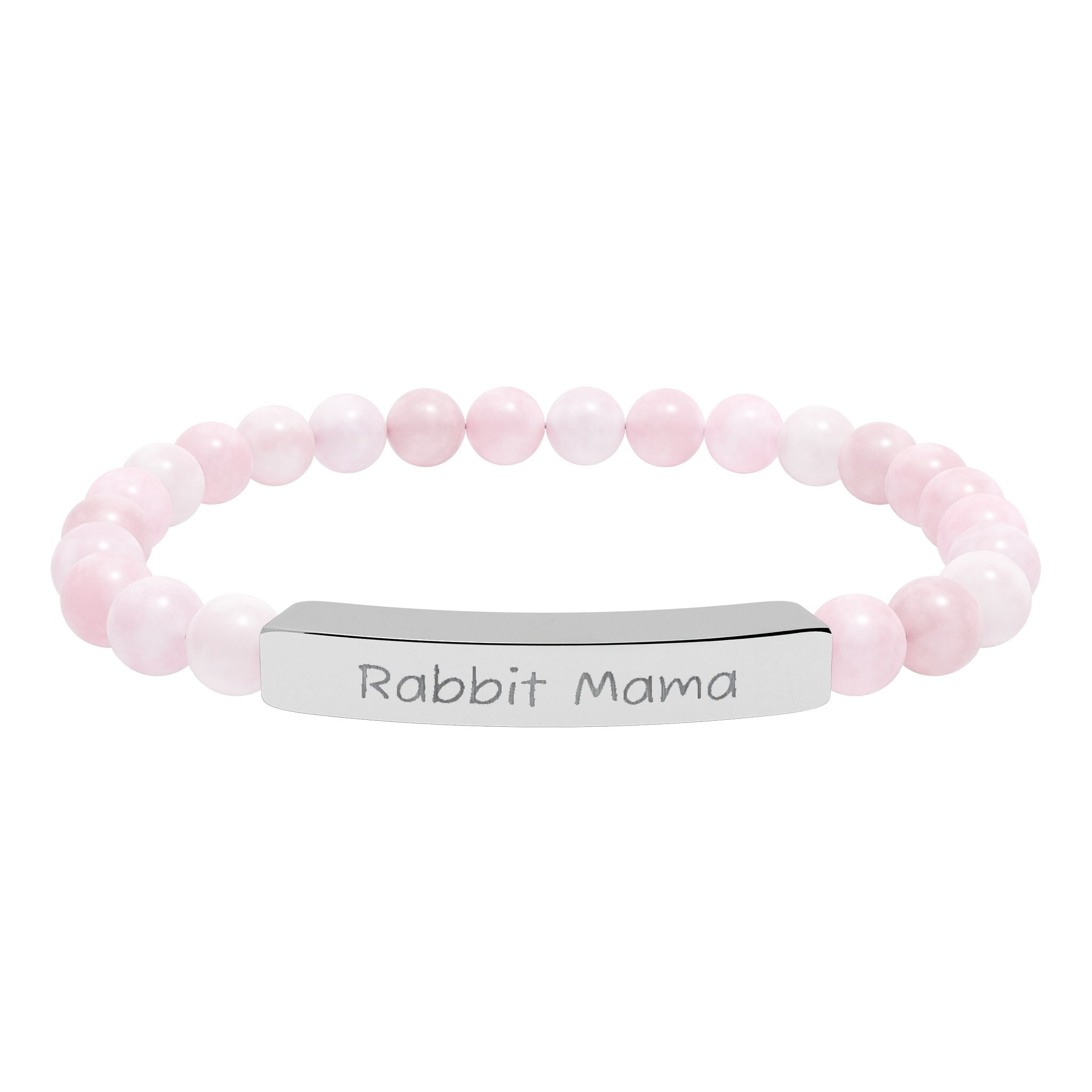 Rabbit Mama Natural Stone Stretch Bracelet – Engraved Bunny Lover Jewelry, Rabbit Mom Gift, Rustic Farmhouse Bracelet