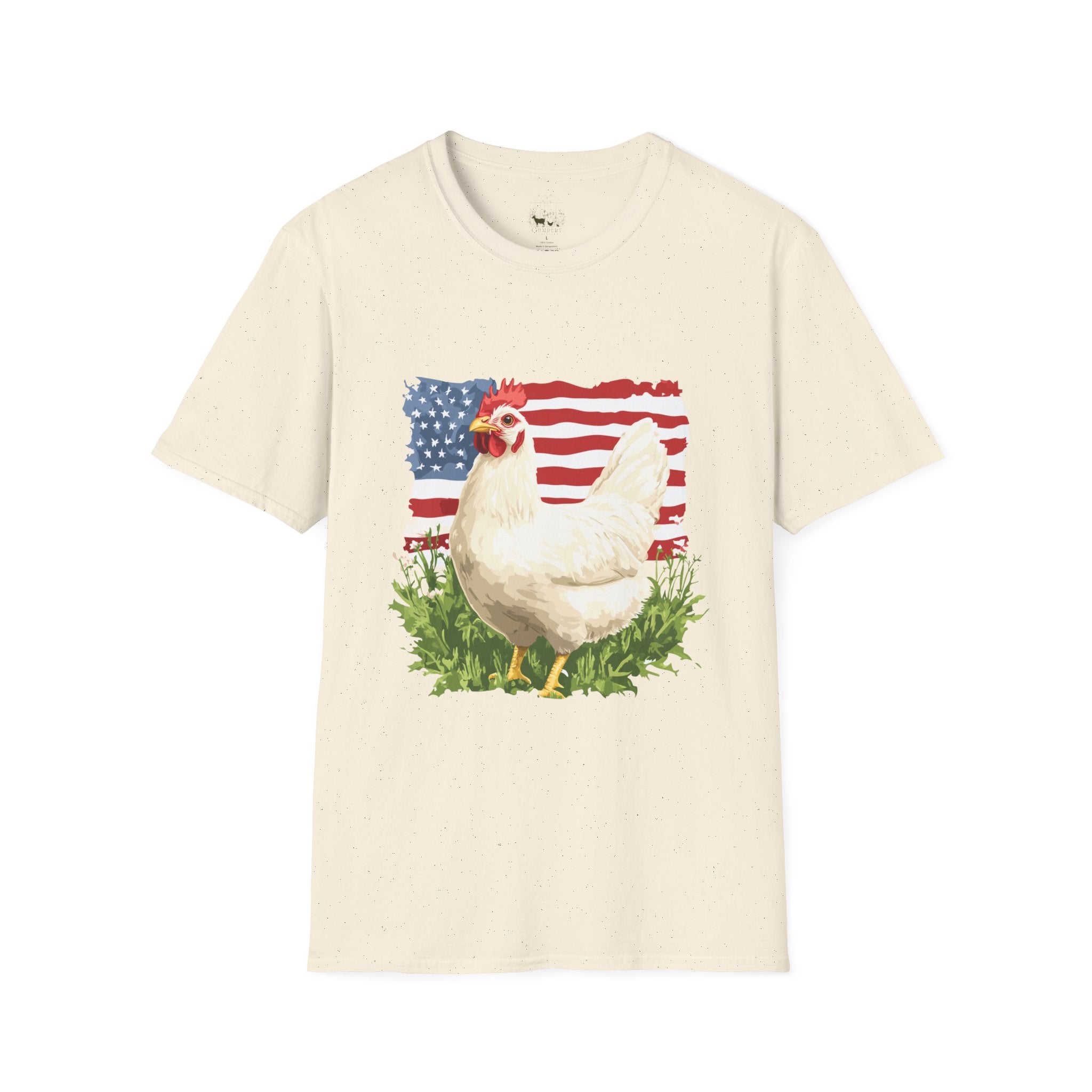 Patriotic Chicken T-Shirt – American Flag Hen Shirt, Farm Life Tee, 4th of July Chicken Shirt, Backyard Chicken Keeper Gift, Homestead Farm Apparel