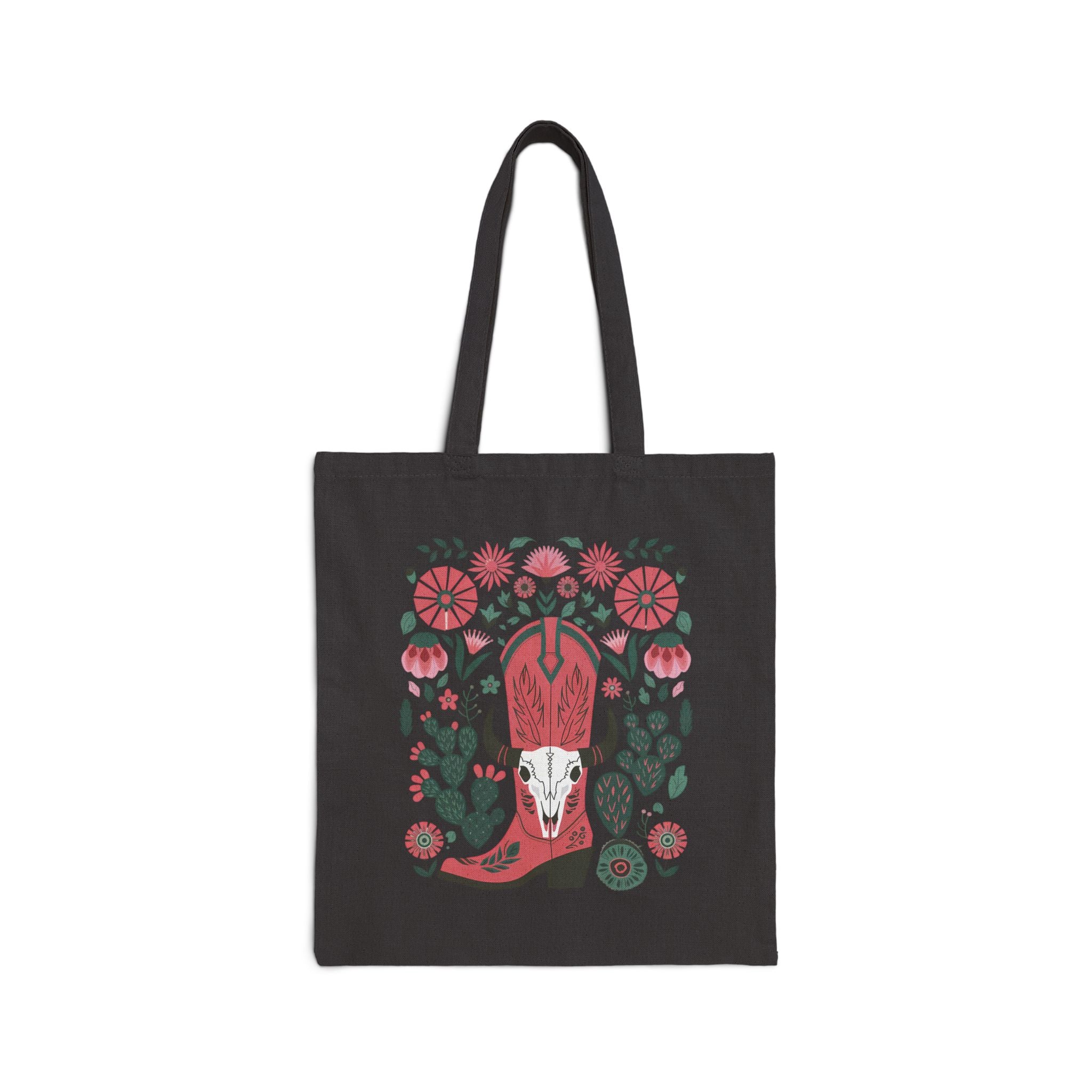 Western Floral Cowboy Boot Tote Bag | Cow Skull Canvas Tote | Boho Western Market Bag | Rustic Cowgirl Tote | Farmhouse Tote Bag | Gumpert Homestead