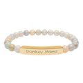 Donkey Mama Natural Stone Stretch Bracelet – Engraved Donkey Lover Jewelry, Farm Mom Gift, Rustic Homestead Bracelet
