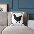 Farmhouse Chicken Silhouette Throw Pillow – Rustic Chicken Decor Cushion, Neutral Country Homestead Accent Pillow