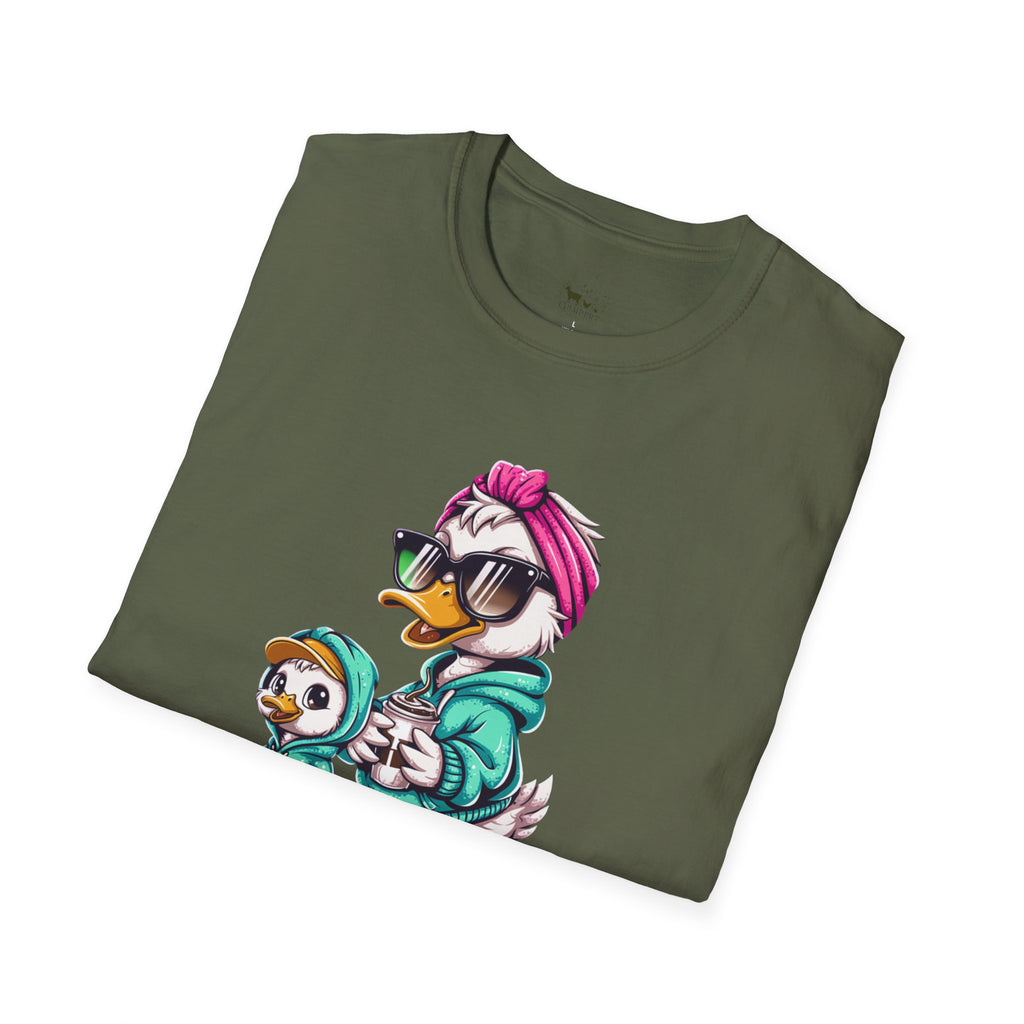 Motherhood Is the Realest Hood Cute Duck Mom Unisex T-Shirt | Funny Farm Mom Graphic Tee