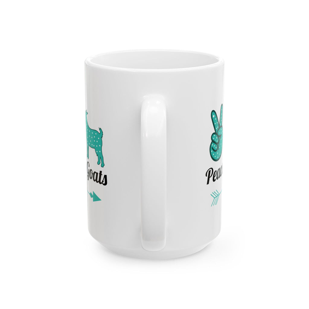 Peace Love Goats Ceramic Mug – Farm Homestead Coffee Cup, Goat Lover Gift, Sustainable Living Mug (11oz, 15oz)