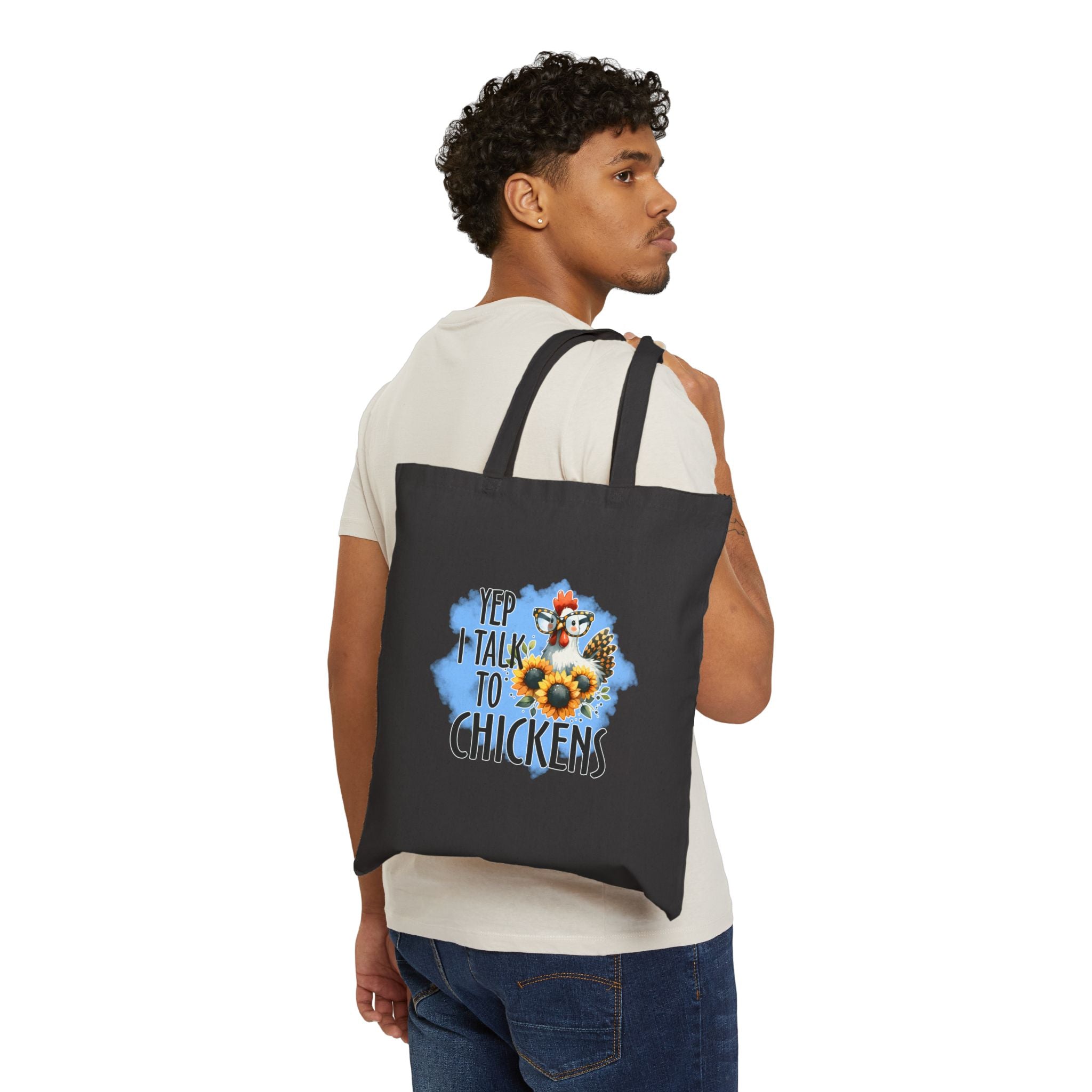 Yep I Talk to Chickens Tote Bag | Farmhouse Chicken Lover Canvas Tote | Homestead Market Bag
