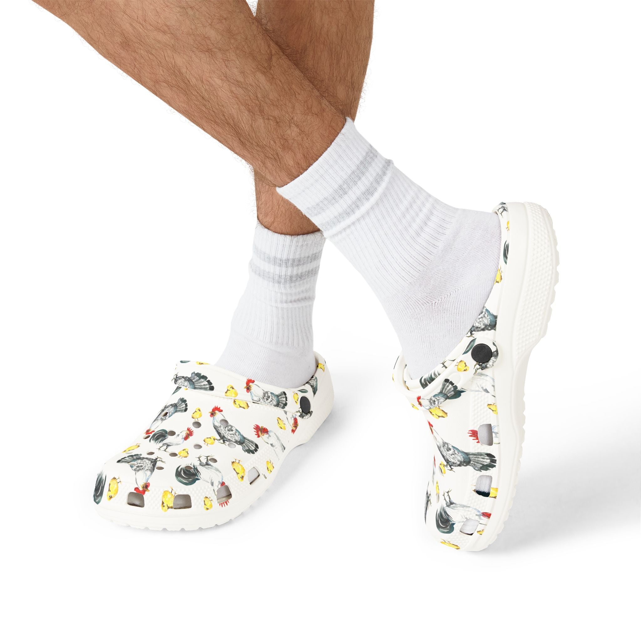 Chicken Flock Family Print EVA Clogs – Farm Life Chicken Shoes, Backyard Chicken Slip-On, Homestead Comfort Clogs