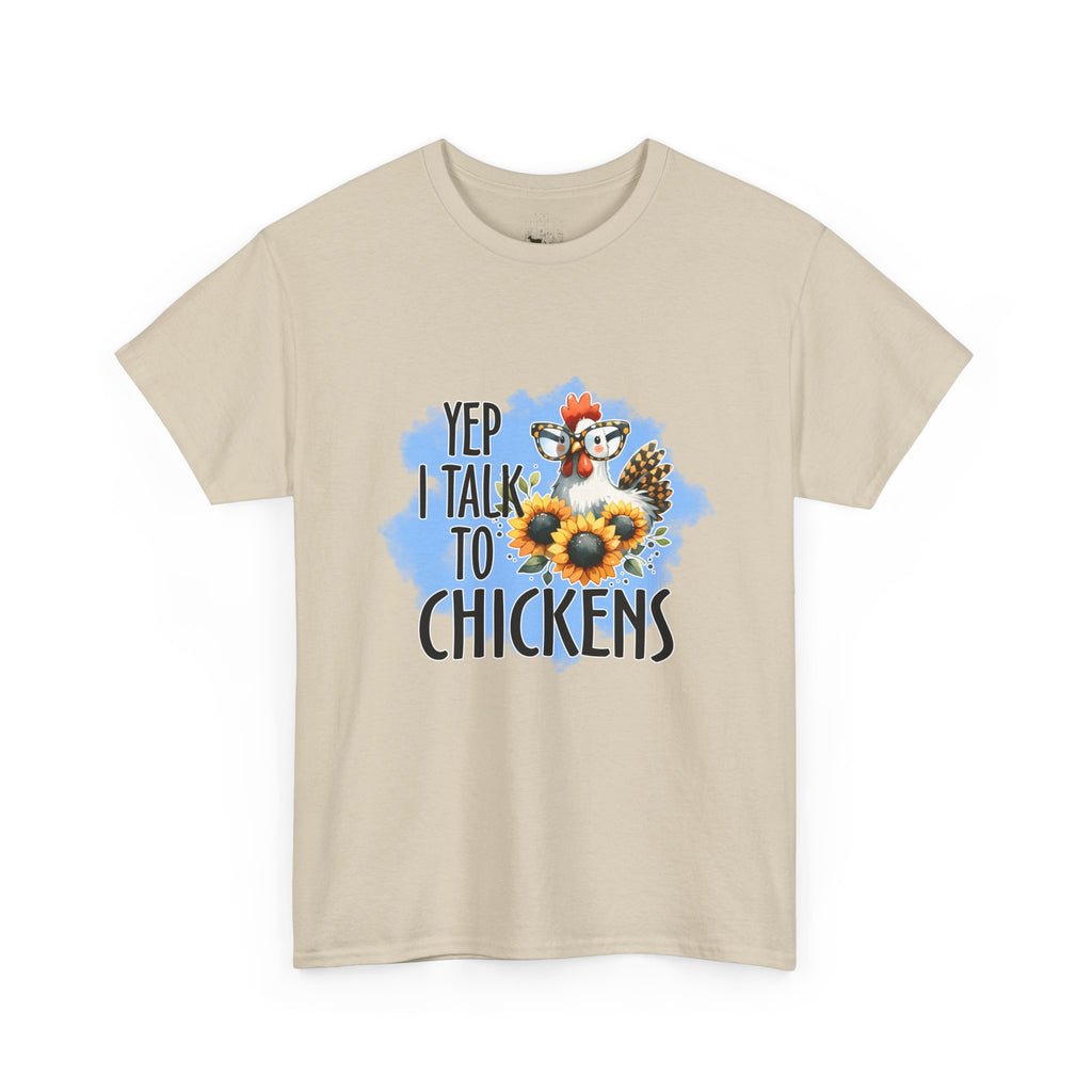 Yep I Talk to Chickens T-Shirt – Funny Chicken Mom Tee, Sunflower Chicken Shirt, Farmhouse Homestead Apparel