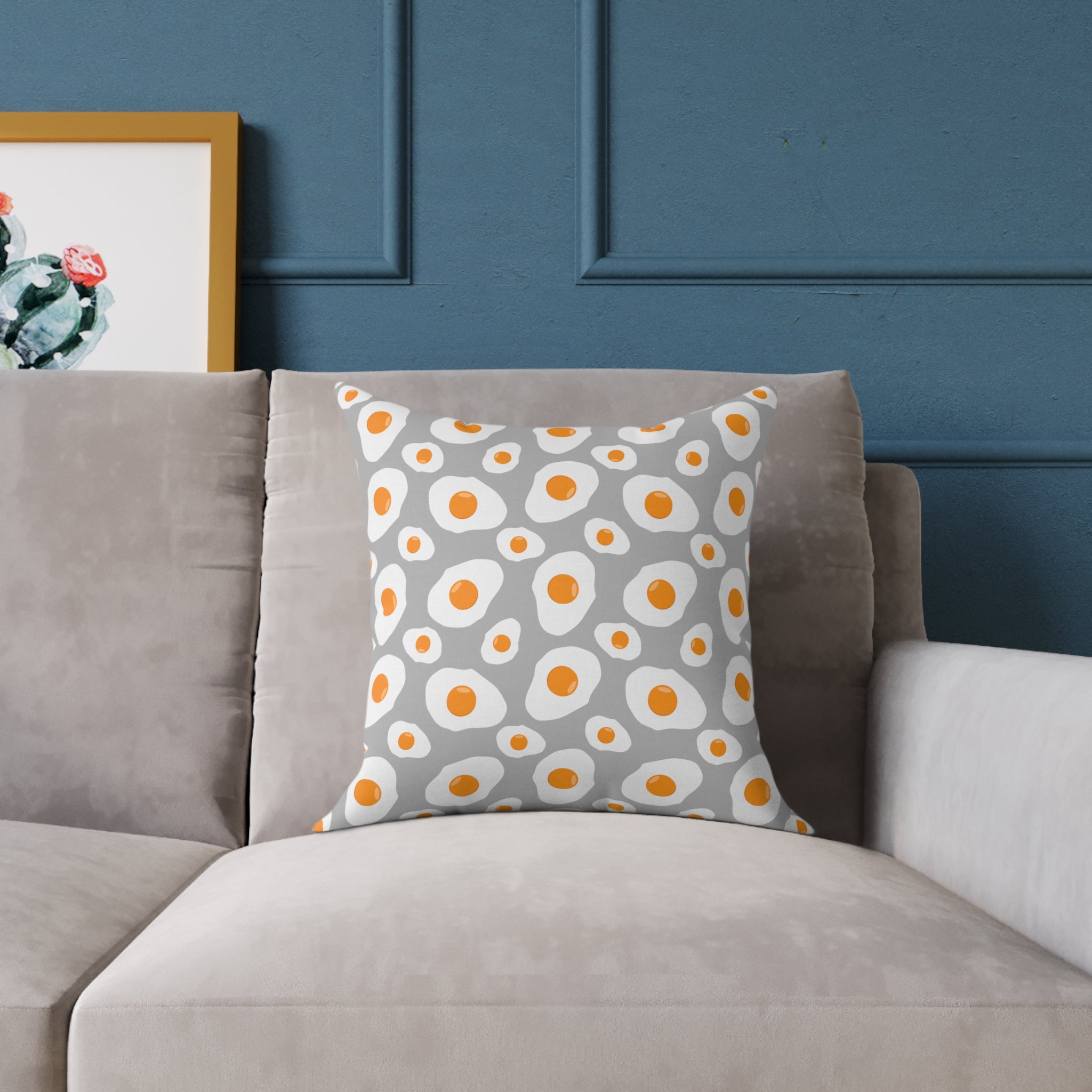 Funny Fried Egg Throw Pillow | Farmhouse Kitchen Decor Cushion | Breakfast Lover Accent Pillow | Cute Foodie Home Decor | Gumpert Homestead