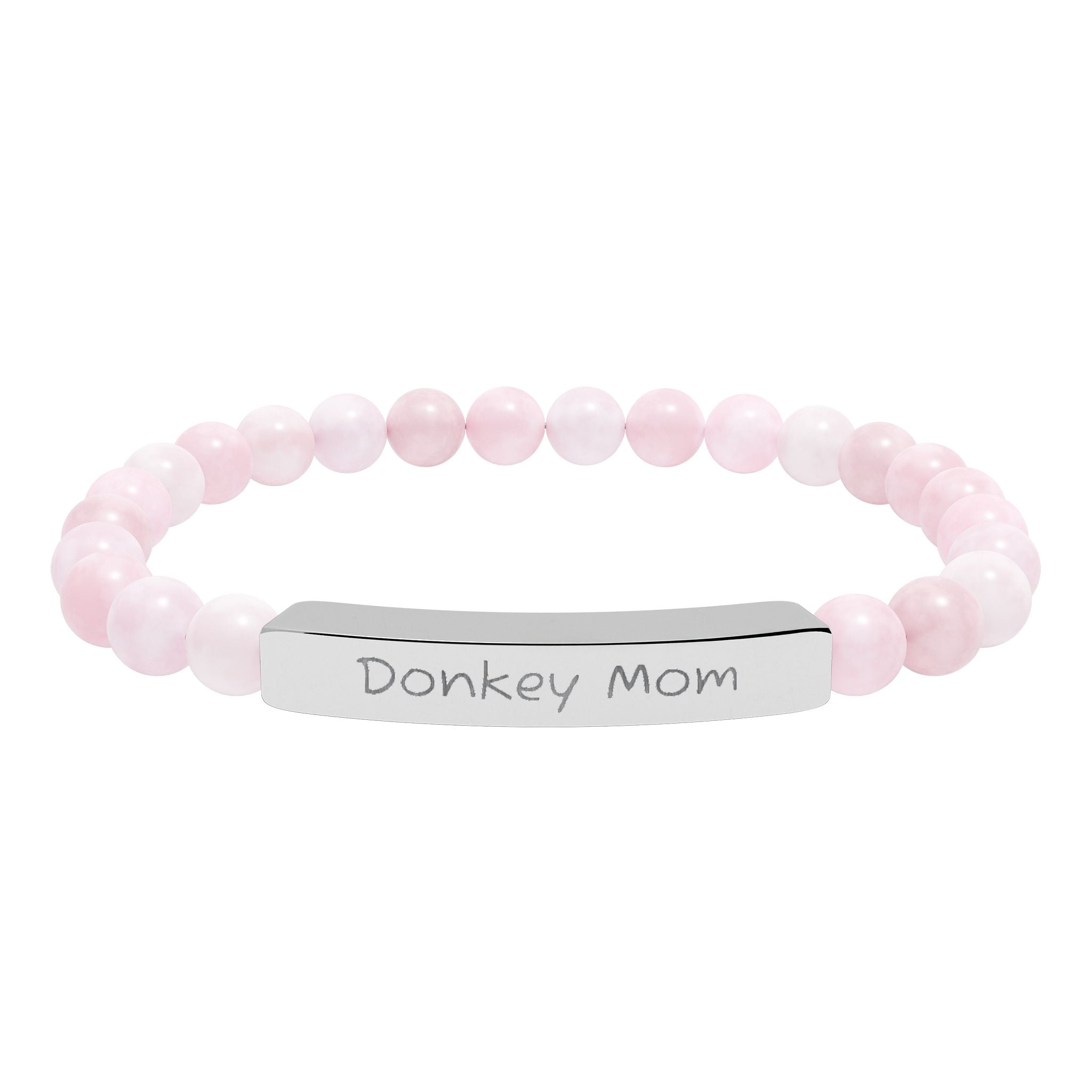 Donkey Mom Natural Stone Stretch Bracelet – Engraved Donkey Lover Jewelry, Farm Mom Gift, Rustic Homestead Bracelet