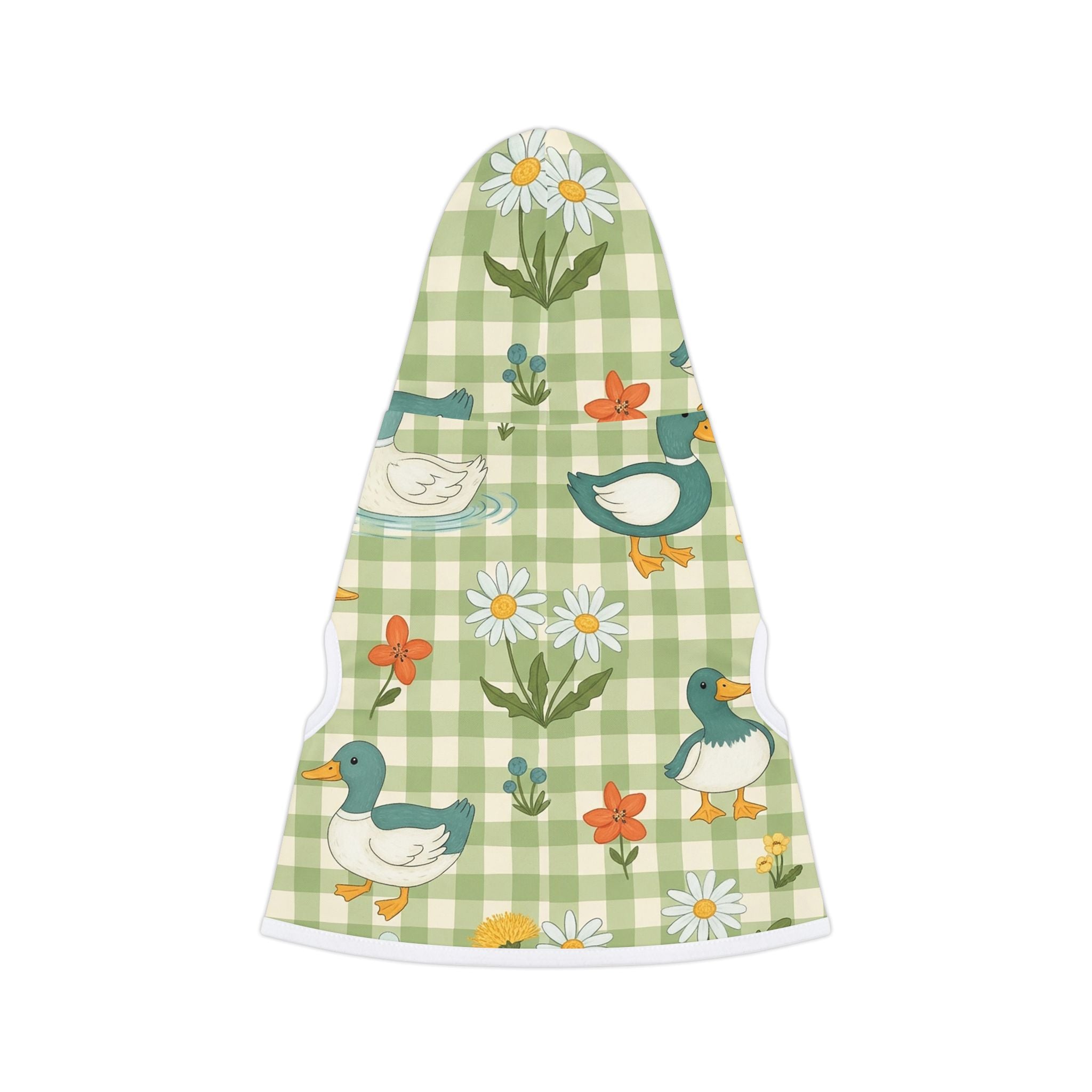 Farmhouse Duck Gingham Pet Hoodie | Cottagecore Goose Dog Hoodie | Country Farm Pet Sweater | Cozy Farm Animal Pet Apparel | Rustic Homestead Dog Hoodie | Small Dog Farm Outfit