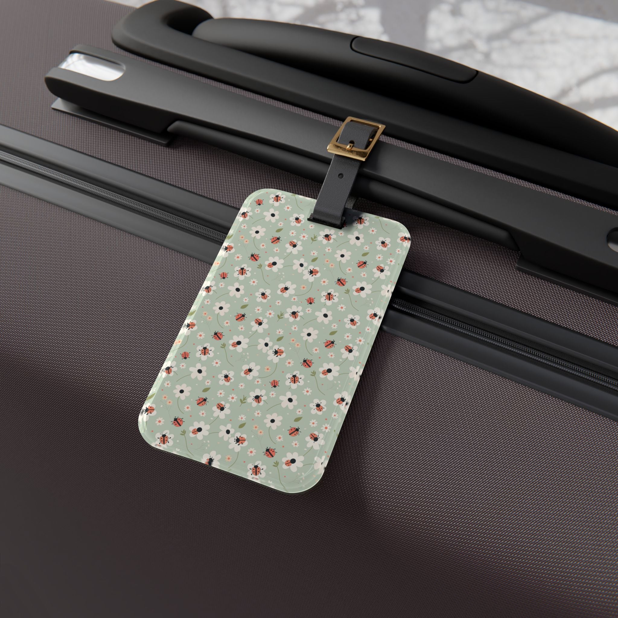 Floral Ladybug Luggage Tag | Cottagecore Suitcase Tag | Cute Daisy Travel Bag Identifier | Farmhouse Travel Accessory | Gumpert Homestead