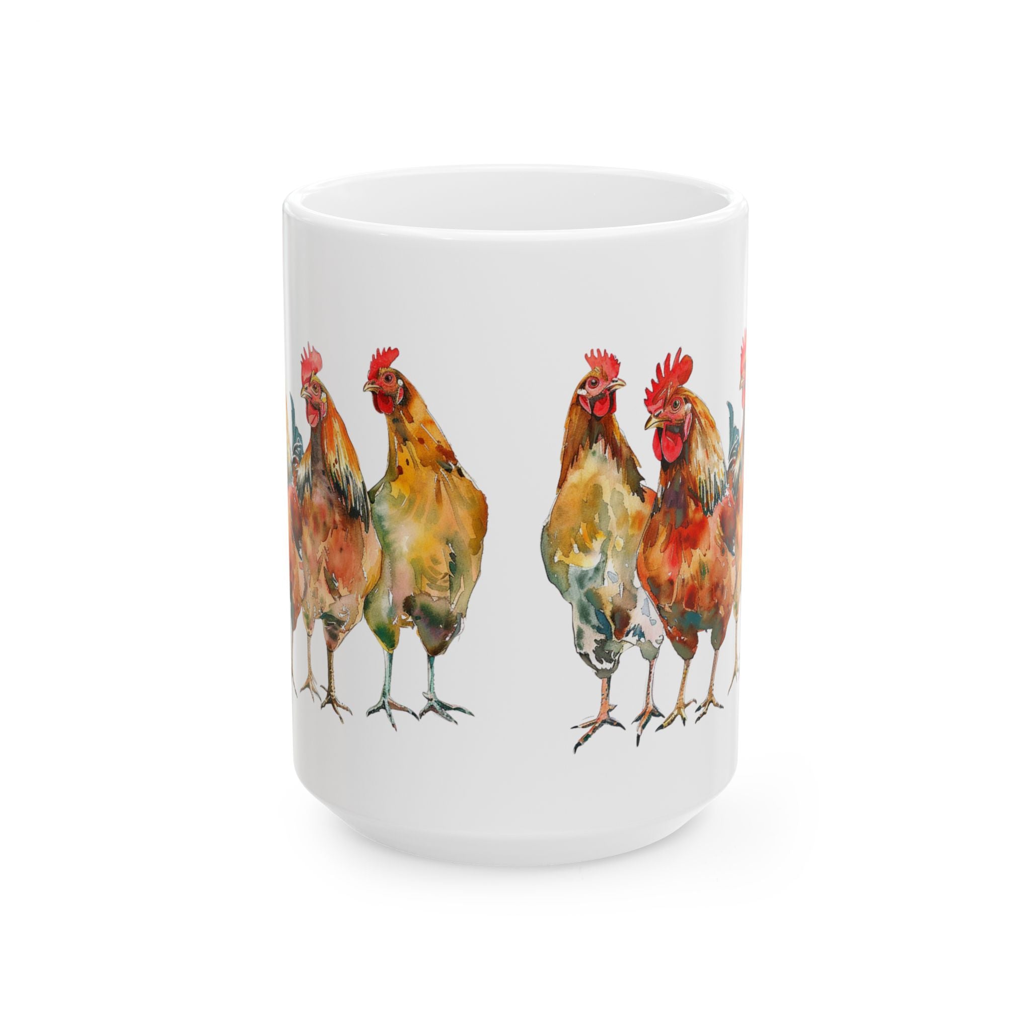 Chicken Flock Ceramic Mug – Backyard Chicken Coffee Cup, Farm Homestead Mug, Chicken Lover Gift (11oz, 15oz)