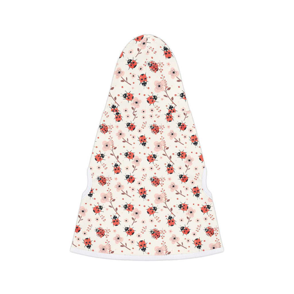 Pink Cute Ladybug Pet Hoodie, Cute Pet Apparel, Animal Lover Gift, Dog Sweater, Cat Jumper, Pet Clothing