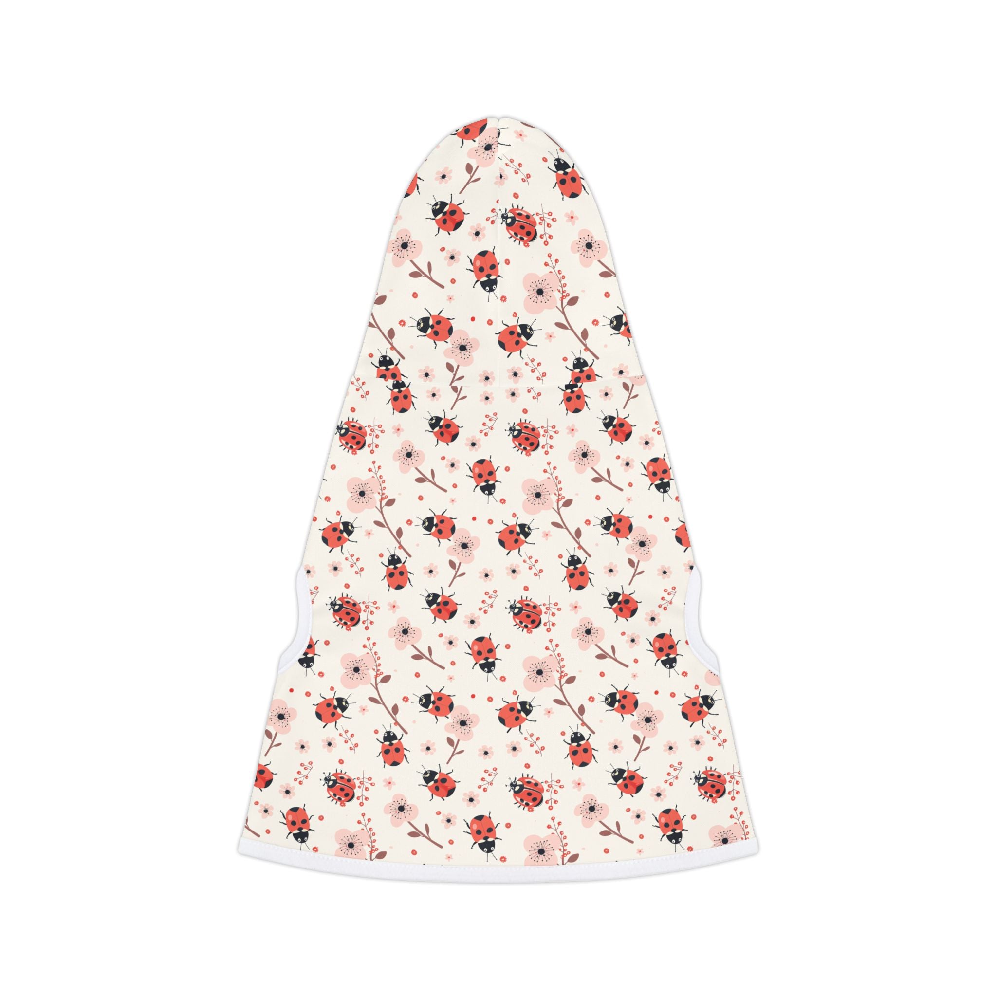 Pink Cute Ladybug Pet Hoodie, Cute Pet Apparel, Animal Lover Gift, Dog Sweater, Cat Jumper, Pet Clothing