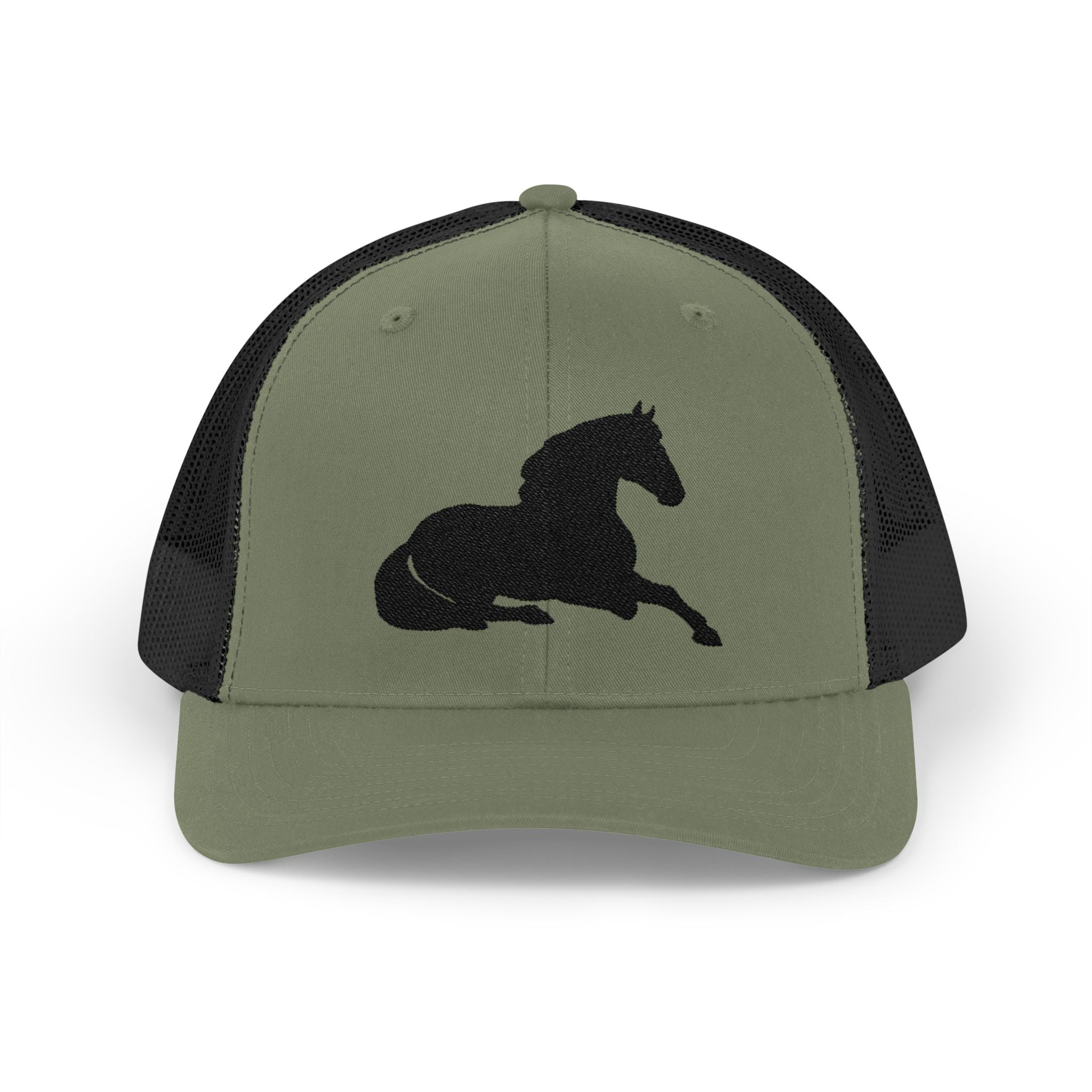 Resting Horse Trucker Hat | Laying Horse Silhouette Mesh Snapback Cap | Western Ranch Horse Lover Hat | Rustic Farm Life Cowboy Cowgirl Cap