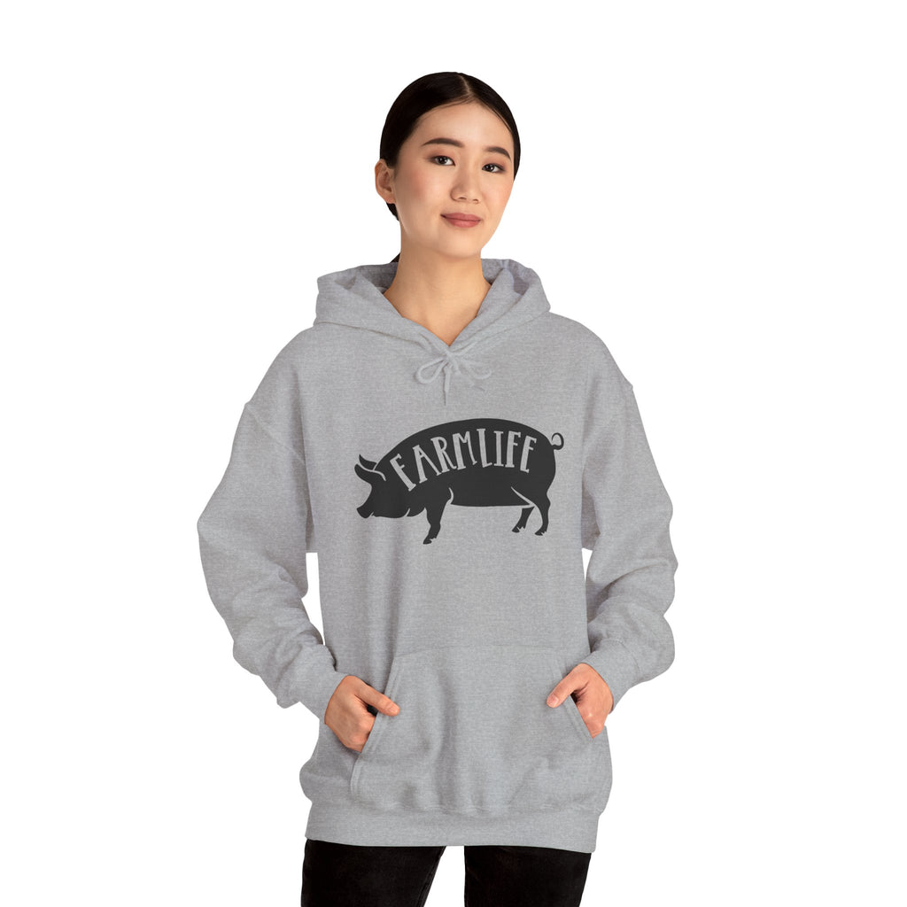 Farmhouse Pig Silhouette Hoodie – Farm Life Sweatshirt, Pig Lover Pullover, Homestead Hoodie, Mini Pig Apparel, Farm Animal Hoodie, Country Living Unisex Hoodie