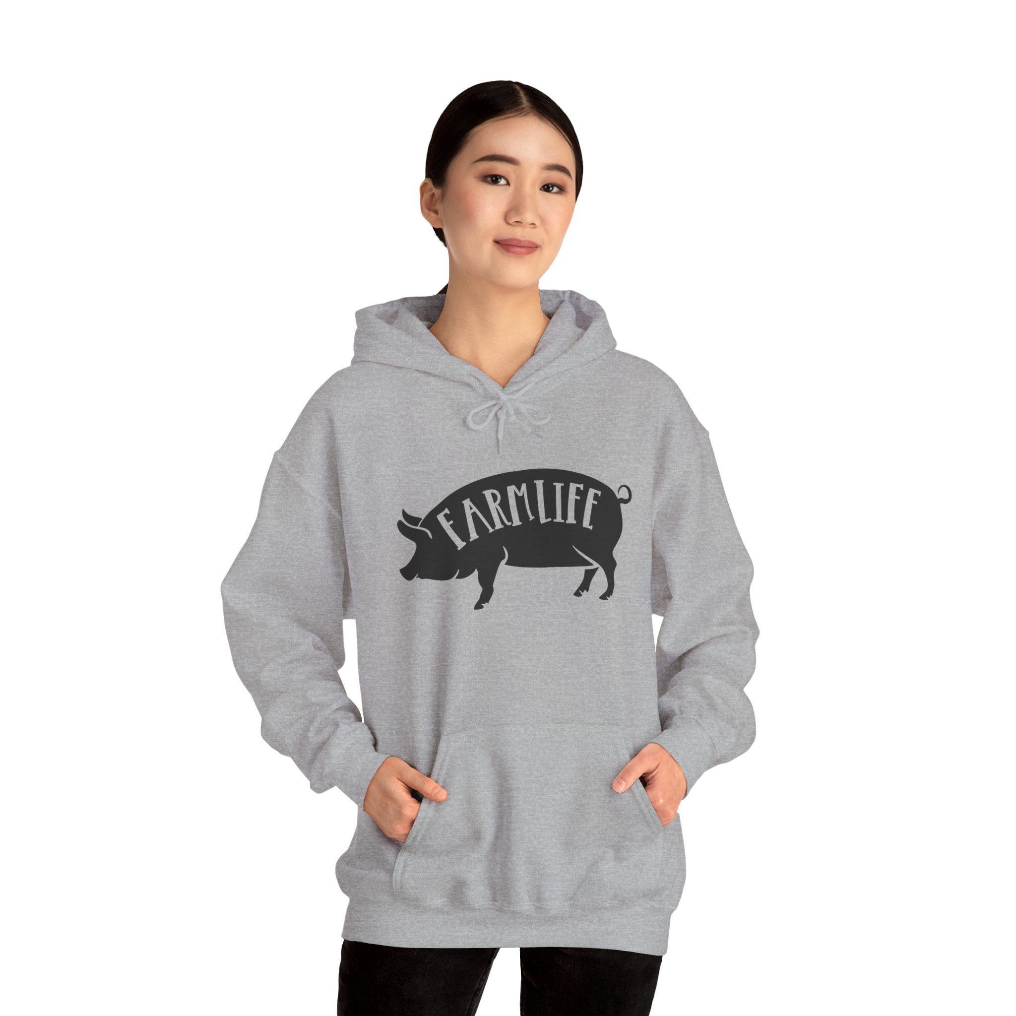 Farmhouse Pig Silhouette Hoodie – Farm Life Sweatshirt, Pig Lover Pullover, Homestead Hoodie, Mini Pig Apparel, Farm Animal Hoodie, Country Living Unisex Hoodie