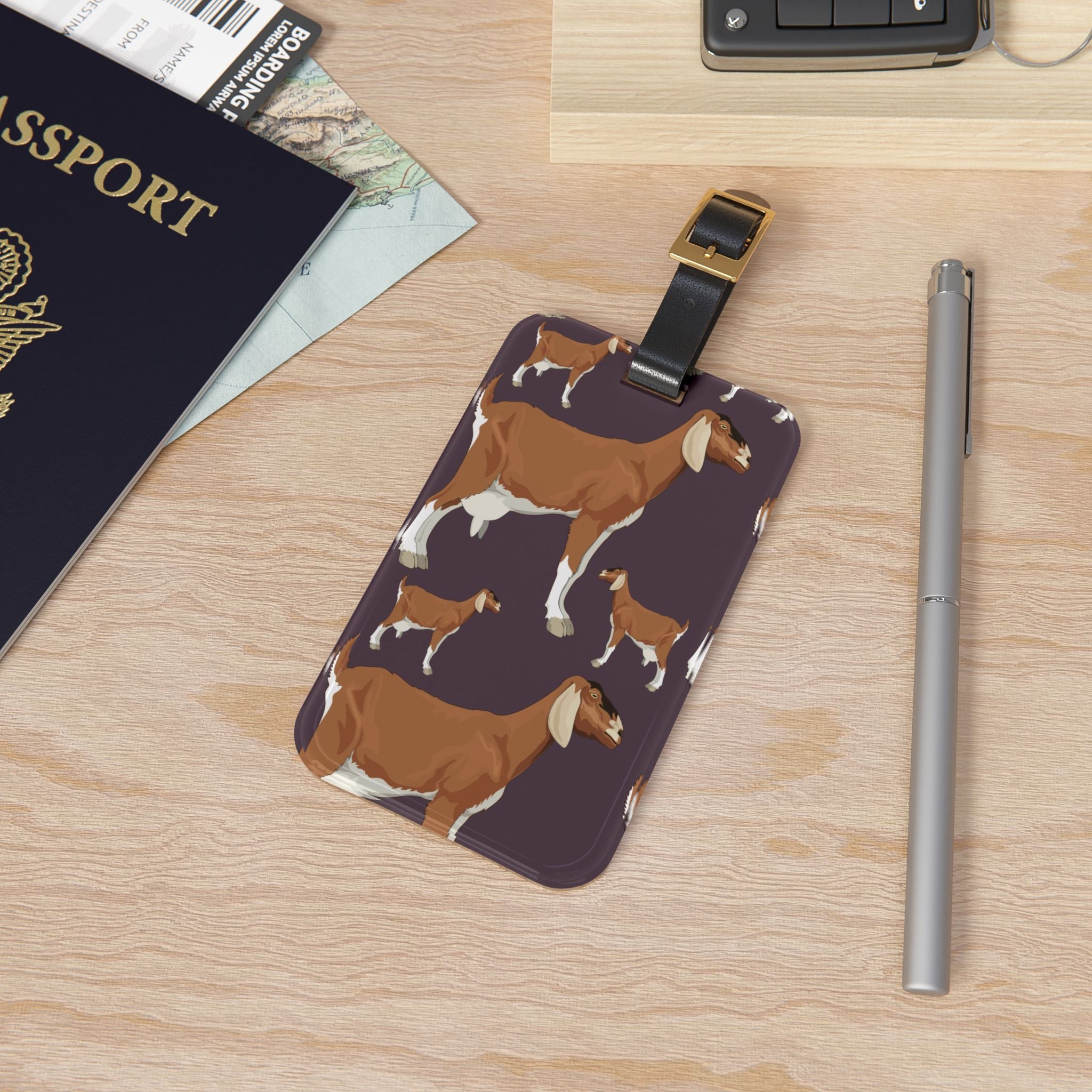 Goat Luggage Tag | Farmhouse Travel Accessory | Goat Lover Suitcase Tag | Rustic Farm Animal Bag Identifier | Gumpert Homestead