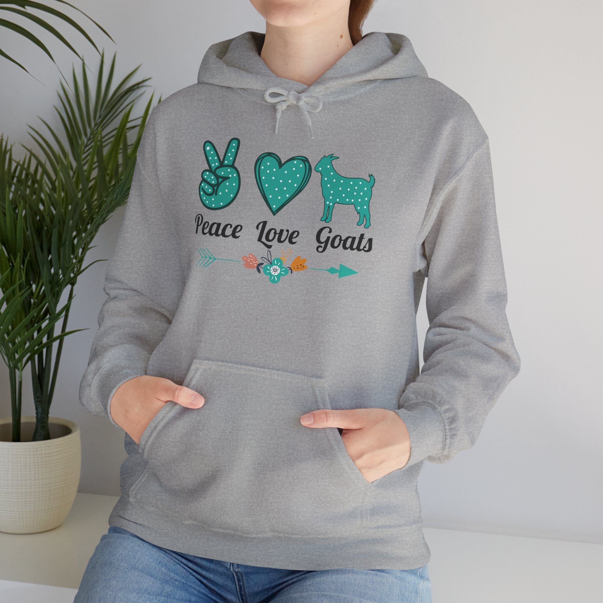 Peace Love Goats Hoodie – Unisex Farmhouse Goat Lover Sweatshirt | Cozy Homestead Country Apparel