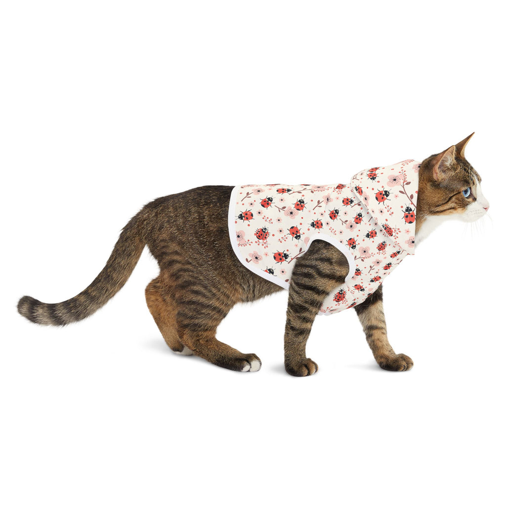 Pink Cute Ladybug Pet Hoodie, Cute Pet Apparel, Animal Lover Gift, Dog Sweater, Cat Jumper, Pet Clothing