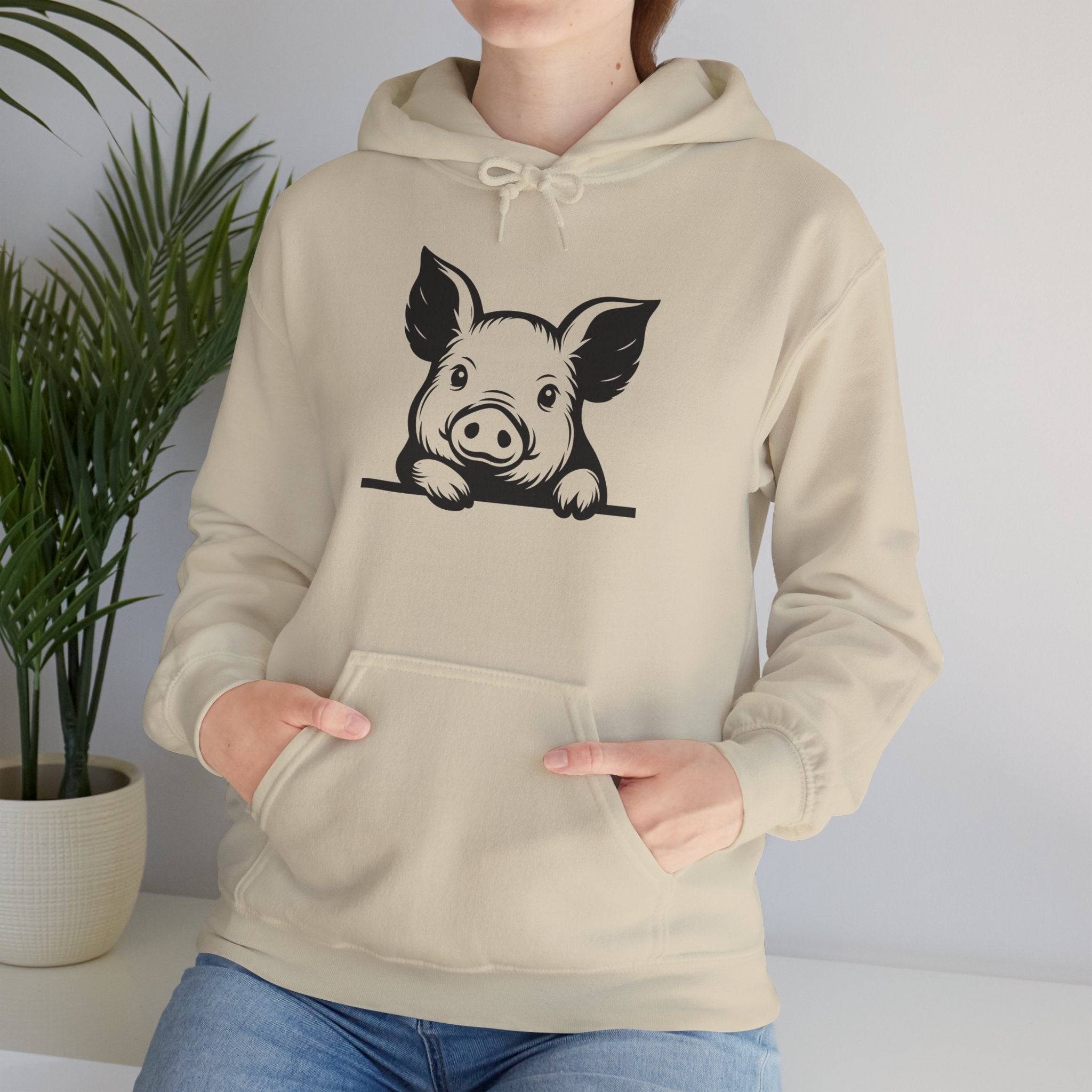 Peeking Pig Hoodie – Cute Pig Pullover Sweatshirt, Pig Lover Hoodie, Farm Life Hoodie, Mini Pig Apparel, Homestead Hoodie, Farm Animal Hoodie, Country Living Unisex Hoodie