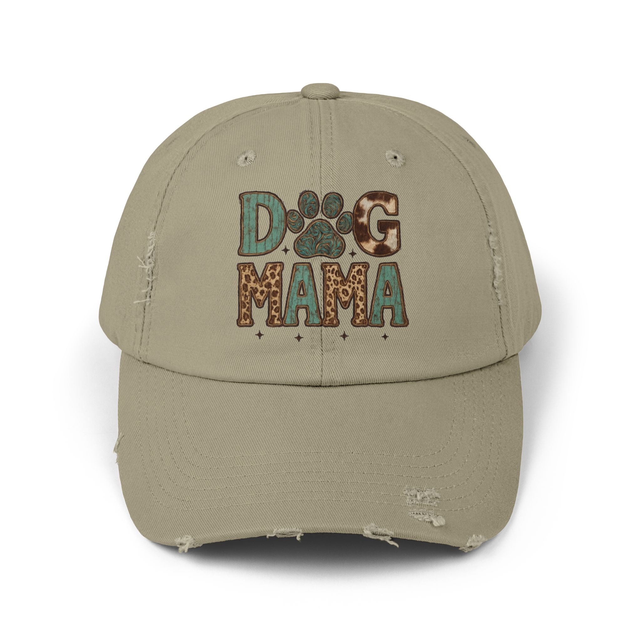 Dog Mama Distressed Baseball Cap – Vintage Dog Mom Hat, Farmhouse Pet Lover Cap, Washed Cotton Casual Hat
