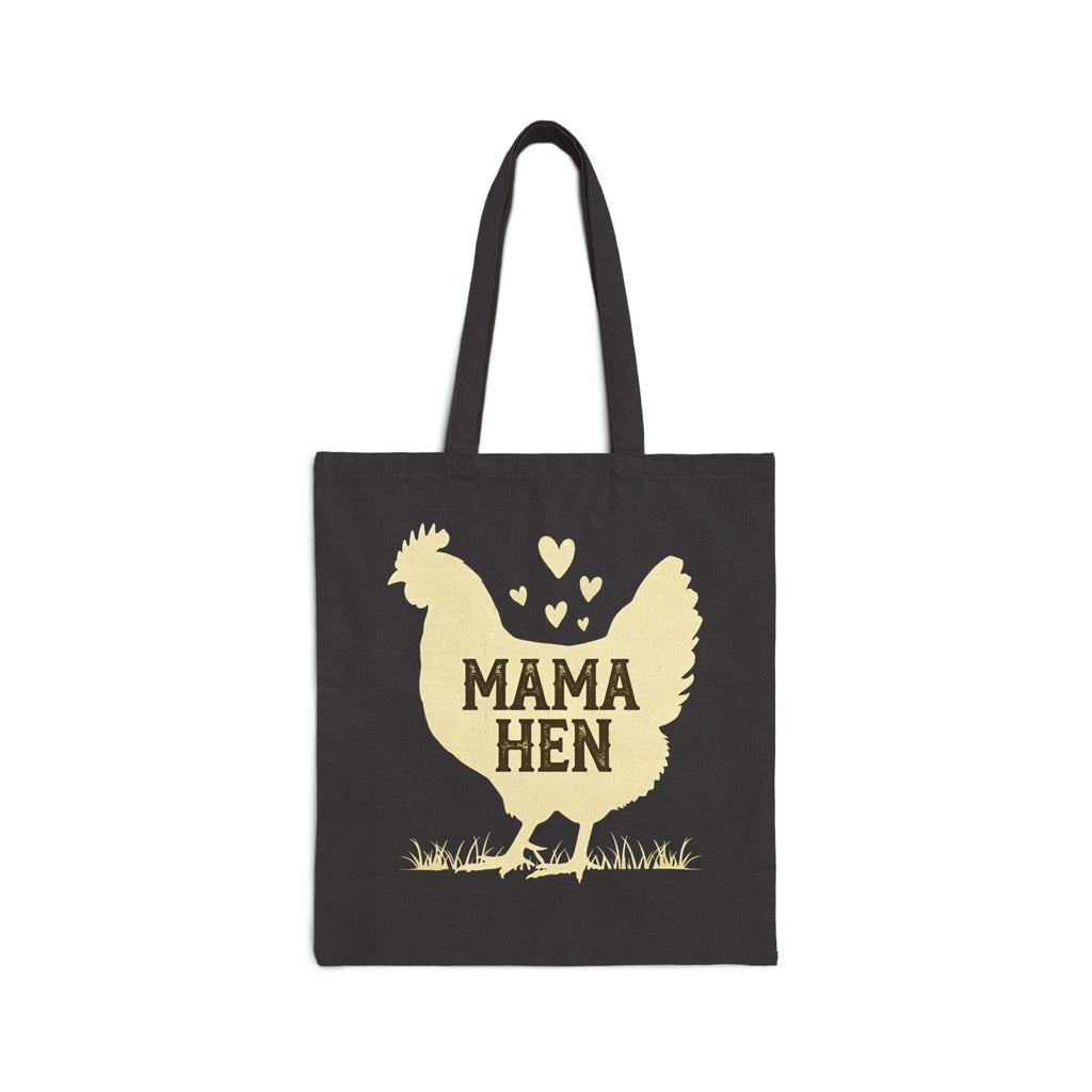 Mama Hen Canvas Tote Bag – Chicken Mom Market Bag, Farmhouse Chicken Lover Tote, Reusable Homestead Shopping Bag
