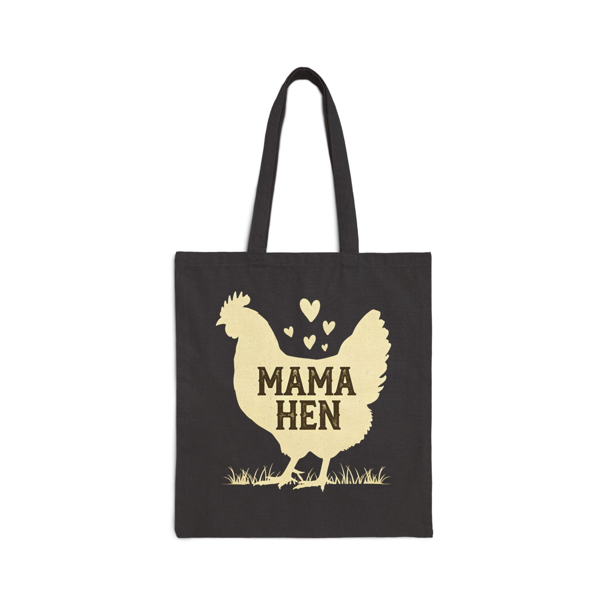 Mama Hen Canvas Tote Bag – Chicken Mom Market Bag, Farmhouse Chicken Lover Tote, Reusable Homestead Shopping Bag