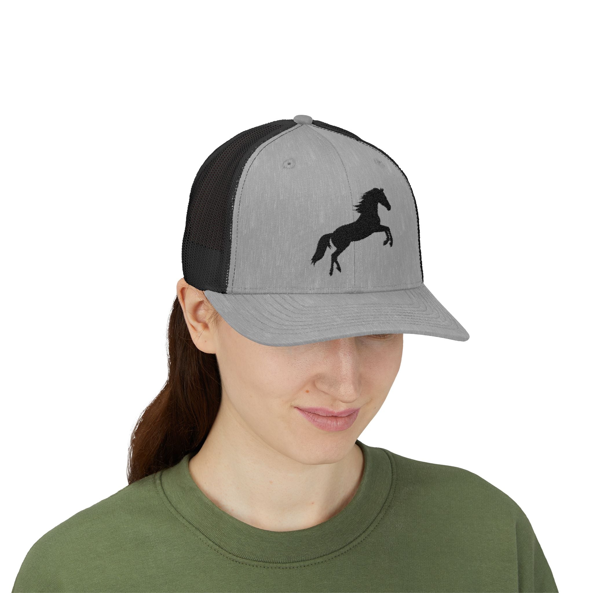 Rearing Horse Trucker Hat | Western Equestrian Mesh Snapback Cap | Rustic Ranch Horse Lover Hat | Farm Life Country Cowboy Cap