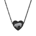 Pig Heart Necklace – Farm Pig Jewelry, Pig Lover Gift, Homestead Necklace, Mini Pig Pendant, Farm Animal Jewelry, Stainless Steel Engraved Heart Necklace