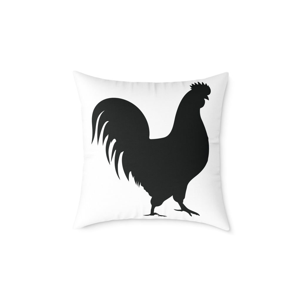 Farmhouse Rooster Silhouette Throw Pillow – Rustic Chicken Decor Cushion, Neutral Country Homestead Accent Pillow