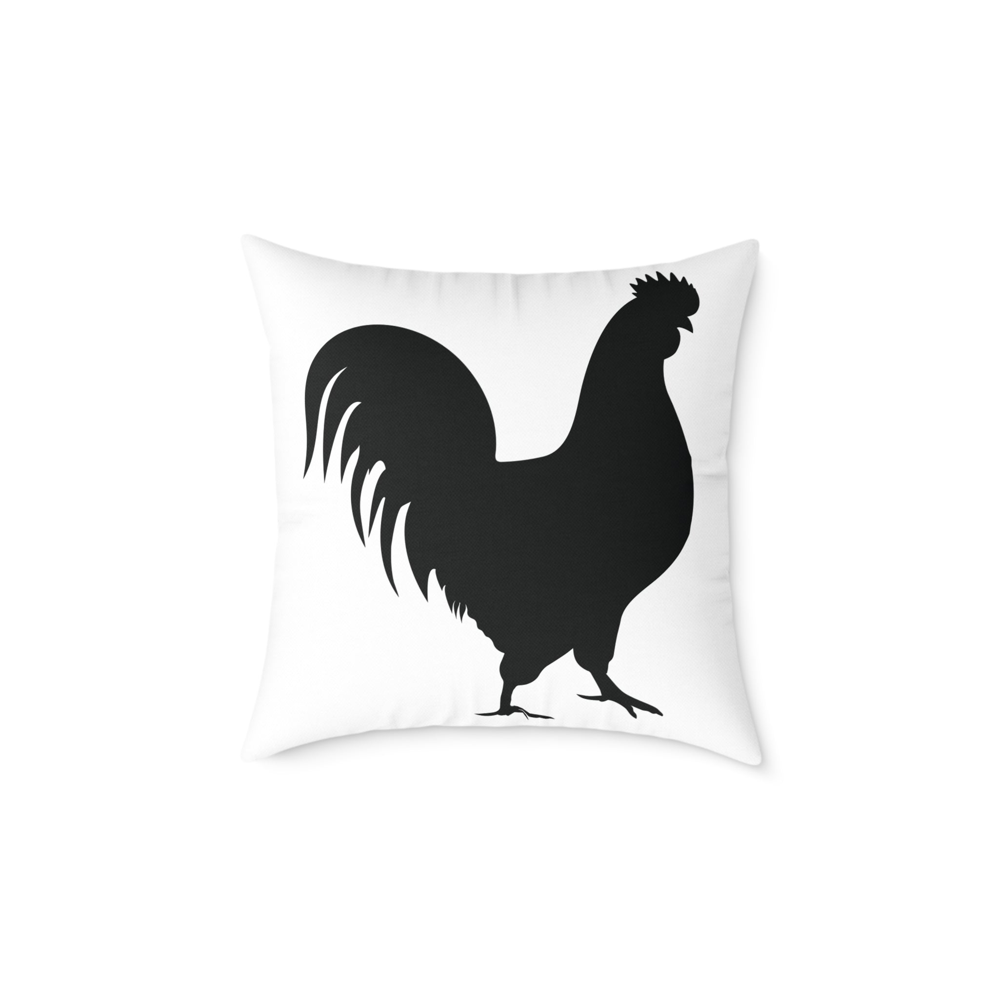 Farmhouse Rooster Silhouette Throw Pillow – Rustic Chicken Decor Cushion, Neutral Country Homestead Accent Pillow