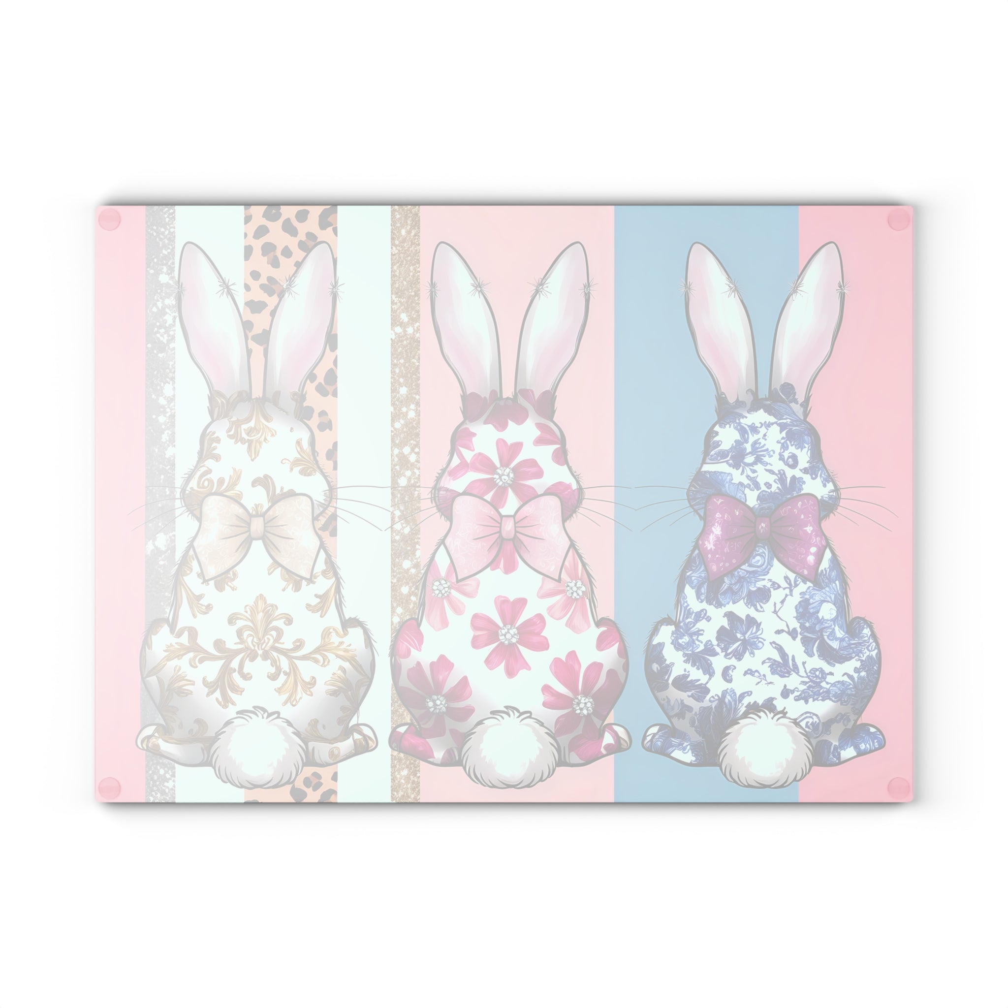 Pink Bunny Glass Cutting Board | Whimsical Rabbit Kitchen Decor | Cottagecore Easter Tempered Glass Cutting Board | Gumpert Homestead