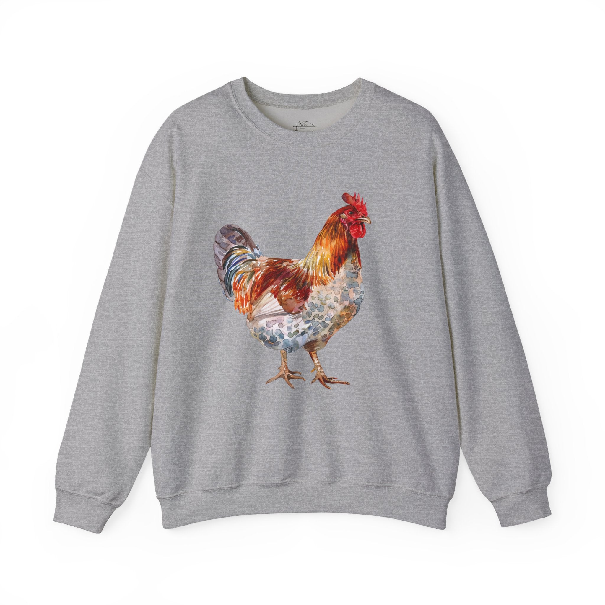 Easter Egger Rooster Sweatshirt – Farmhouse Chicken Crewneck, Colorful Ameraucana-Style Rooster Pullover, Homestead Apparel