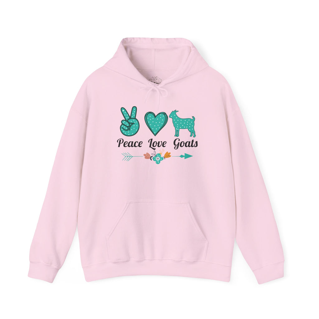 Peace Love Goats Hoodie – Unisex Farmhouse Goat Lover Sweatshirt | Cozy Homestead Country Apparel