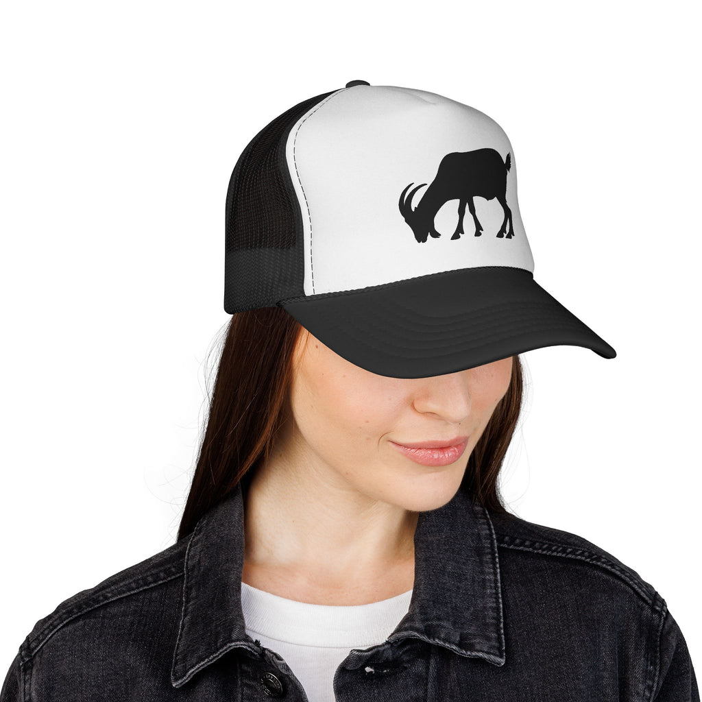 Goat Silhouette Trucker Hat – Farm Goat Hat, Homestead Goat Keeper Cap, Minimalist Farm Life Snapback