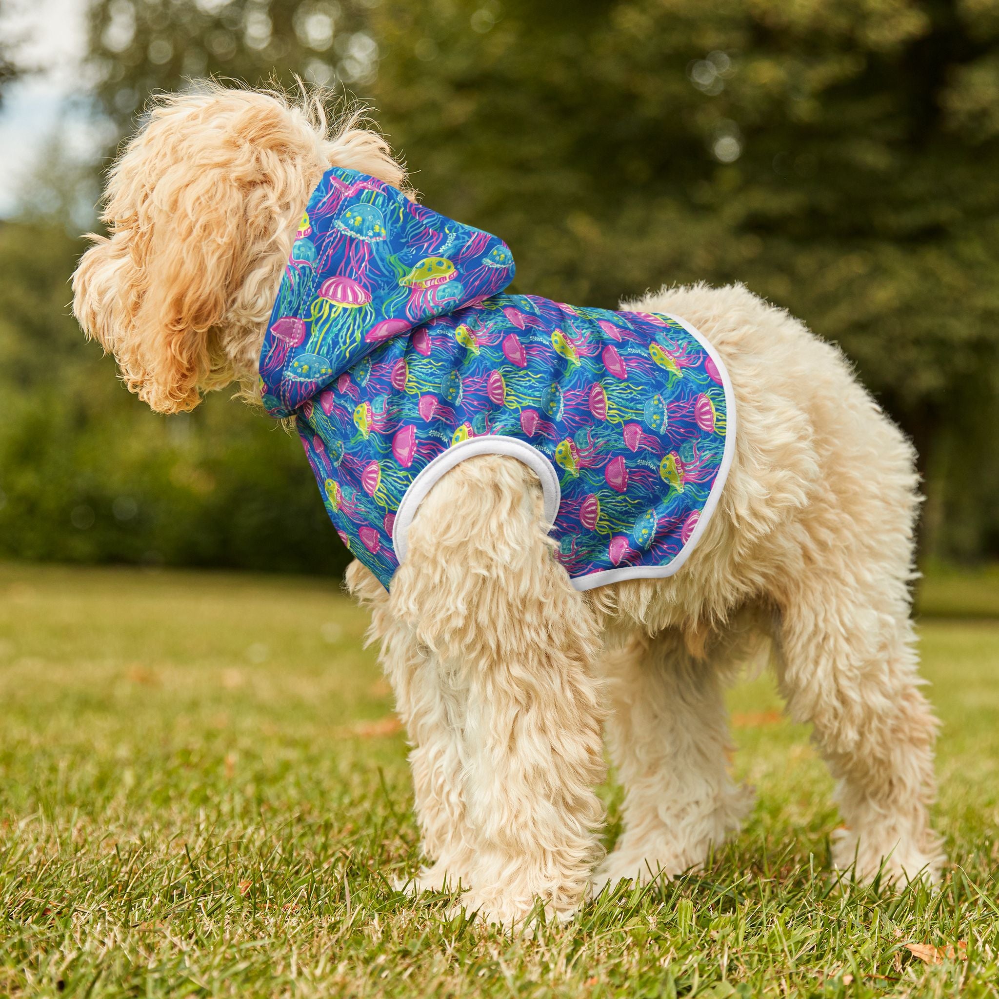 Neon Jellyfish Pet Hoodie, Cute Animal Lover Gift, Dog Sweater, Cat Jumper, Pet Clothing