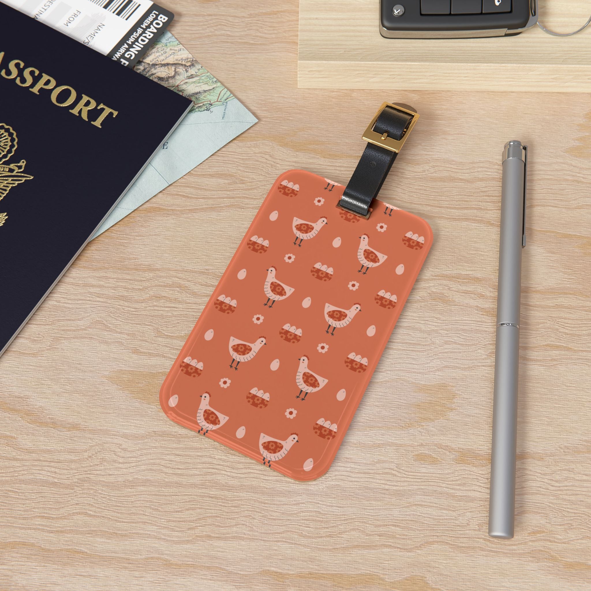 Chicken Luggage Tag | Farmhouse Travel Accessory | Rustic Hen Suitcase Tag | Cottagecore Poultry Bag Identifier | Gumpert Homestead