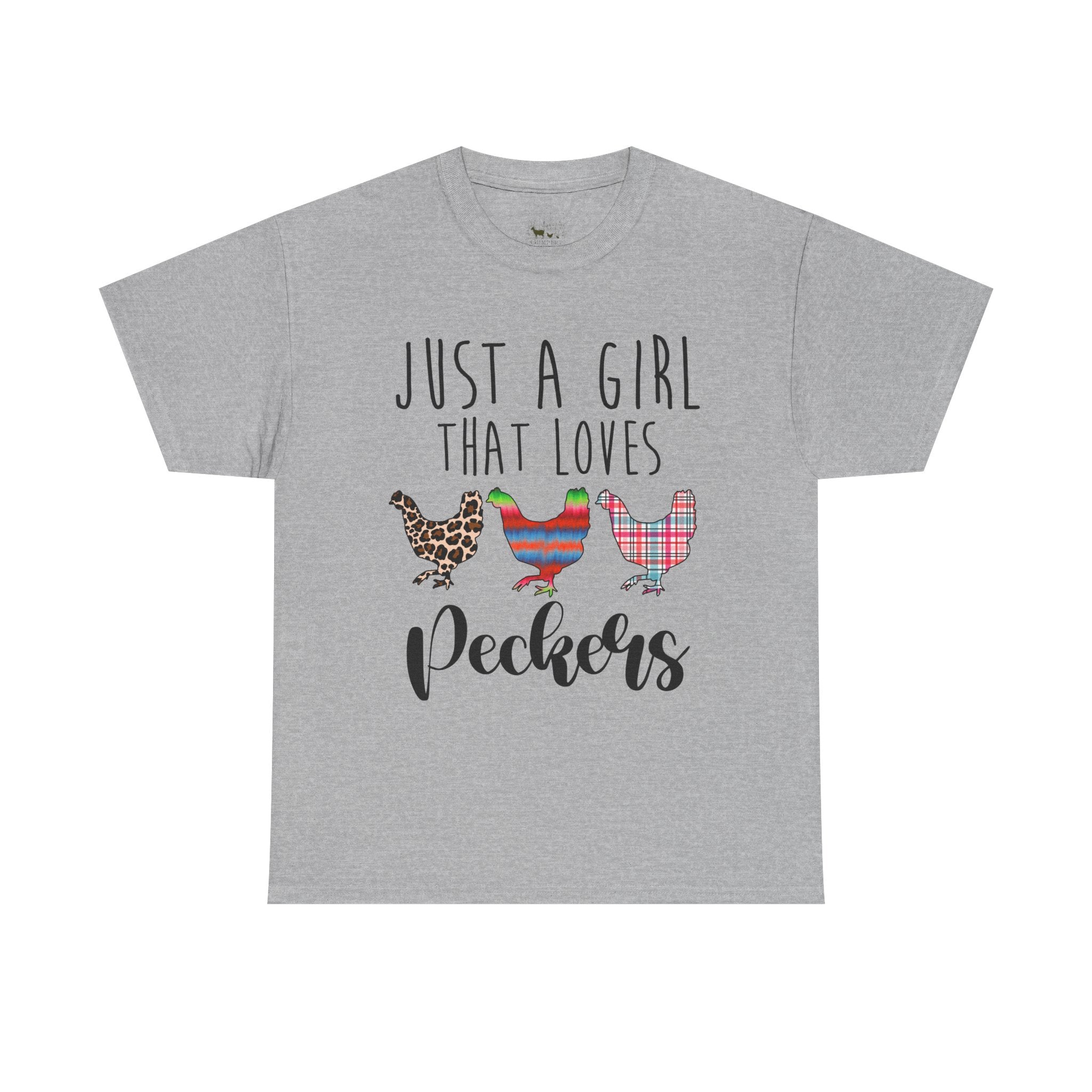 Just a Girl That Loves Peckers T-Shirt – Funny Chicken Mom Tee, Farmhouse Chicken Lover Shirt, Unisex Gildan 5000