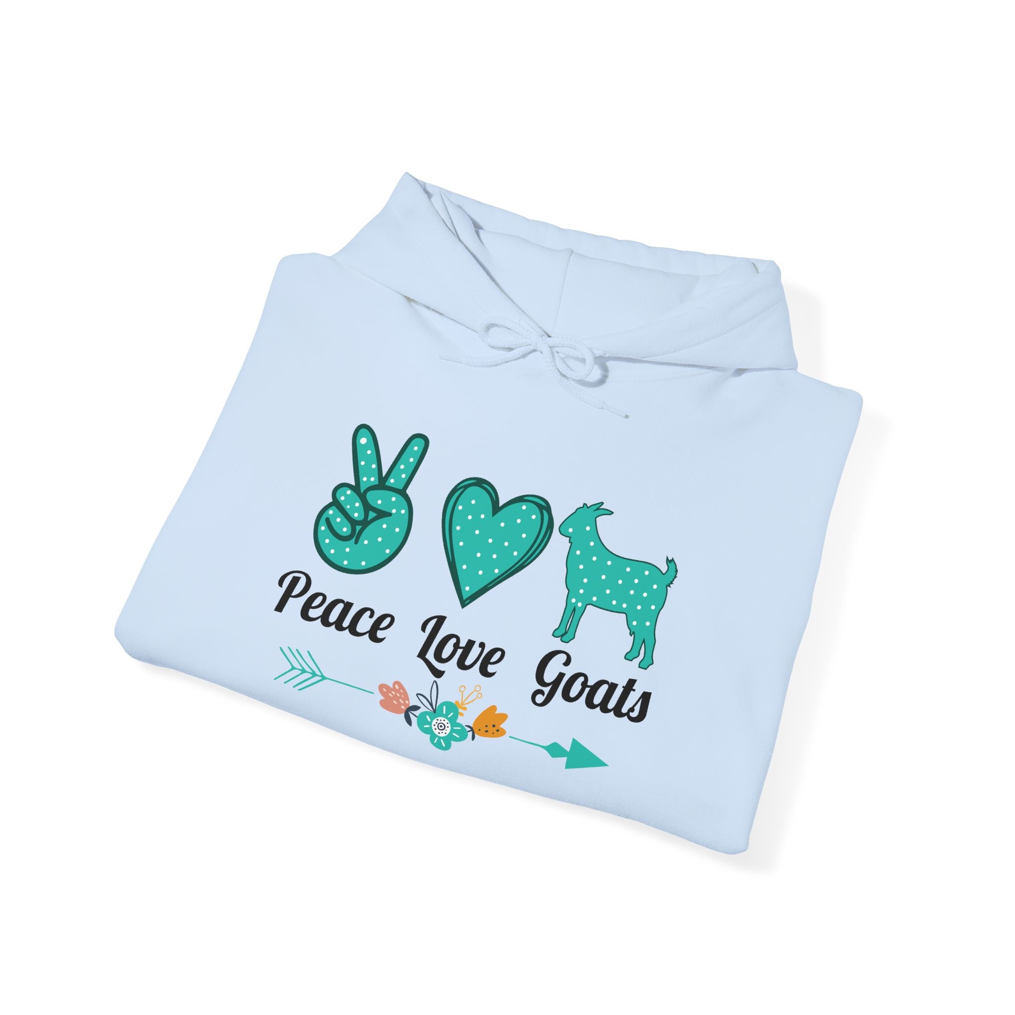 Peace Love Goats Hoodie – Unisex Farmhouse Goat Lover Sweatshirt | Cozy Homestead Country Apparel
