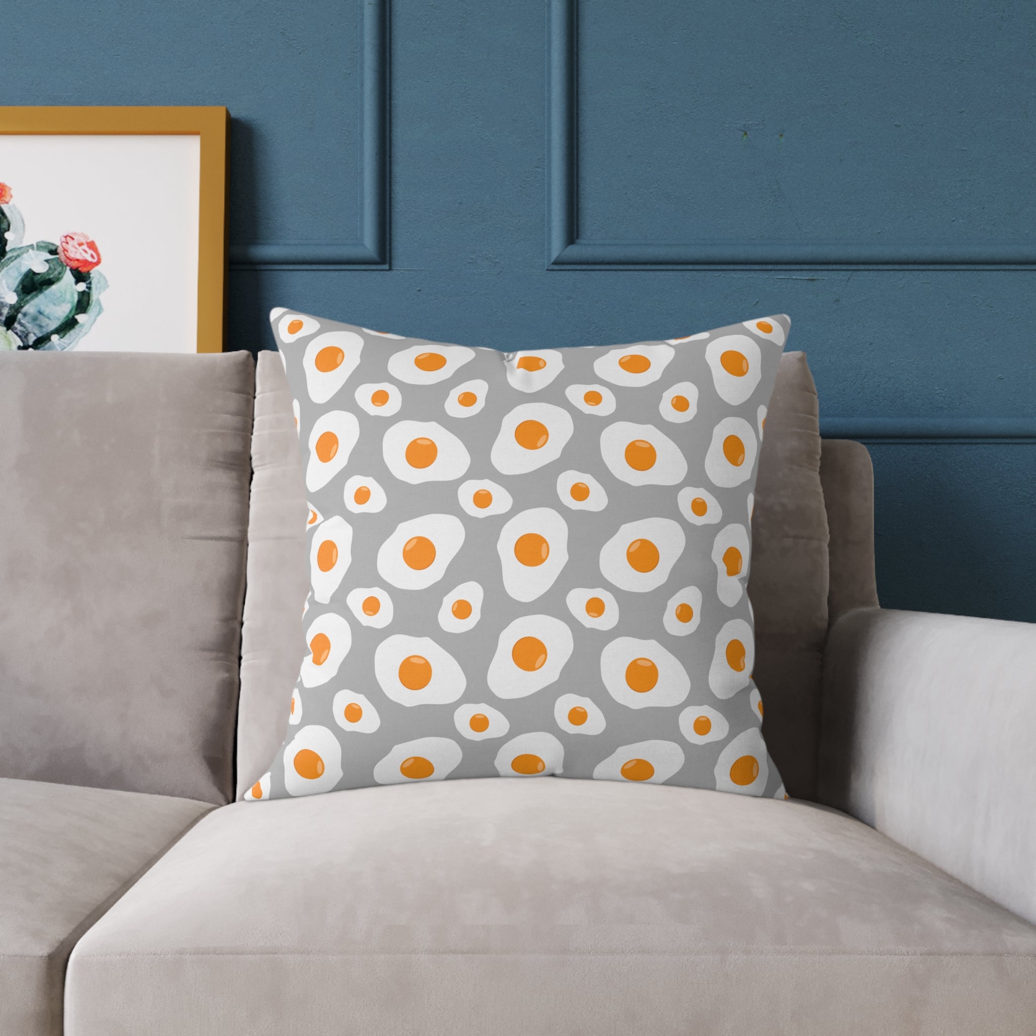 Funny Fried Egg Throw Pillow | Farmhouse Kitchen Decor Cushion | Breakfast Lover Accent Pillow | Cute Foodie Home Decor | Gumpert Homestead