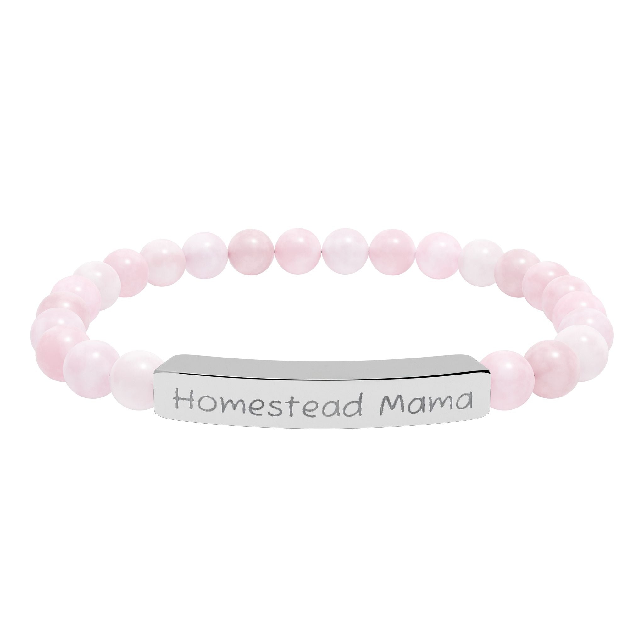 Homestead Mama Natural Stone Stretch Bracelet – Engraved Farmhouse Jewelry, Rustic Homesteader Gift, Farm Mom Bracelet