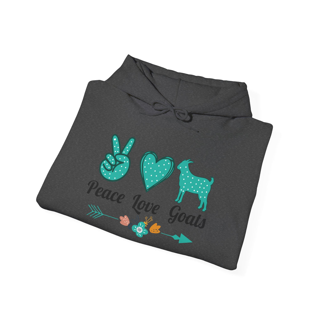 Peace Love Goats Hoodie – Unisex Farmhouse Goat Lover Sweatshirt | Cozy Homestead Country Apparel