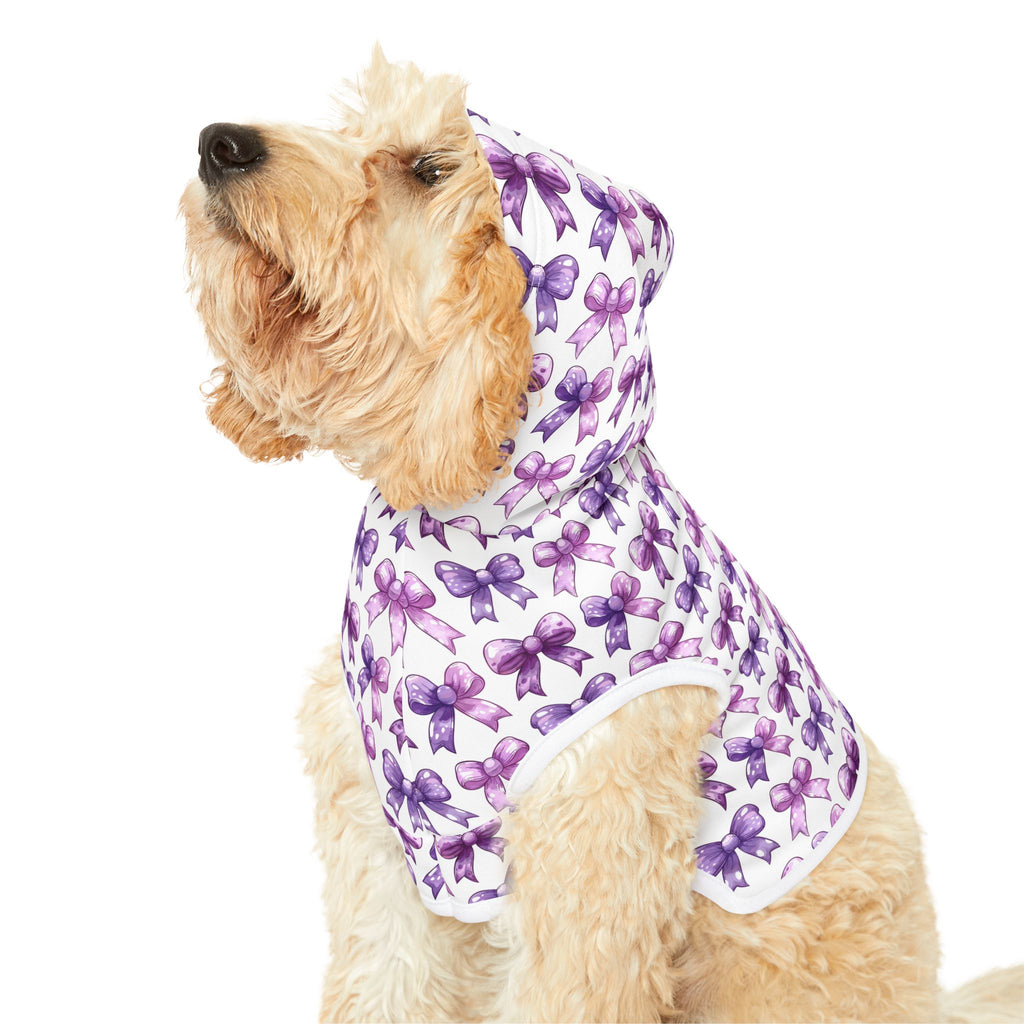 Purple Coquette Bows Cute Pet Hoodie - Adorable Puppy Sweater, Small Dog Outfit, Furry Friend Gift, Pet Apparel, Animal Lover Present