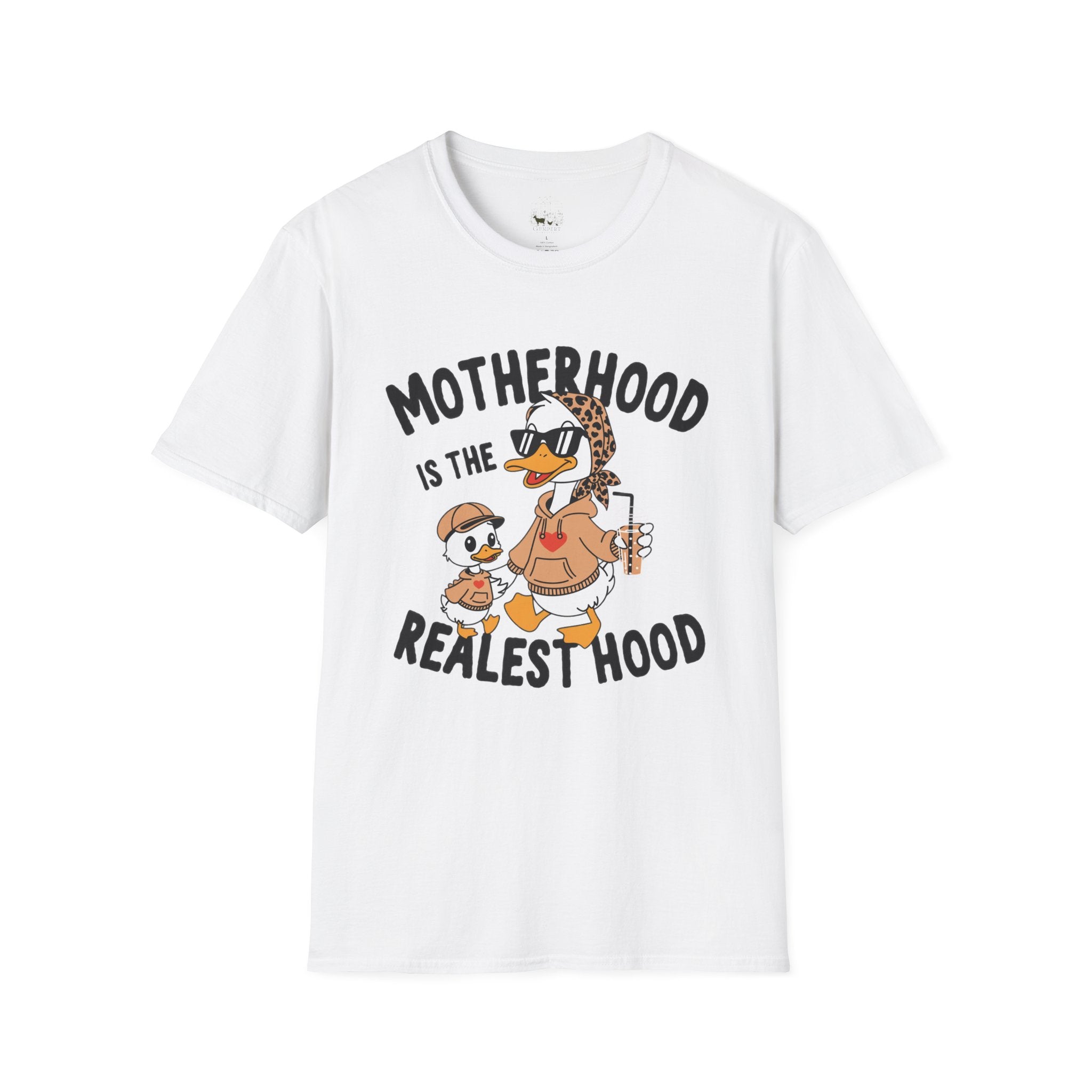 Motherhood Is the Realest Hood Funny Duck Mom Unisex T-Shirt | Farm Mom Graphic Tee