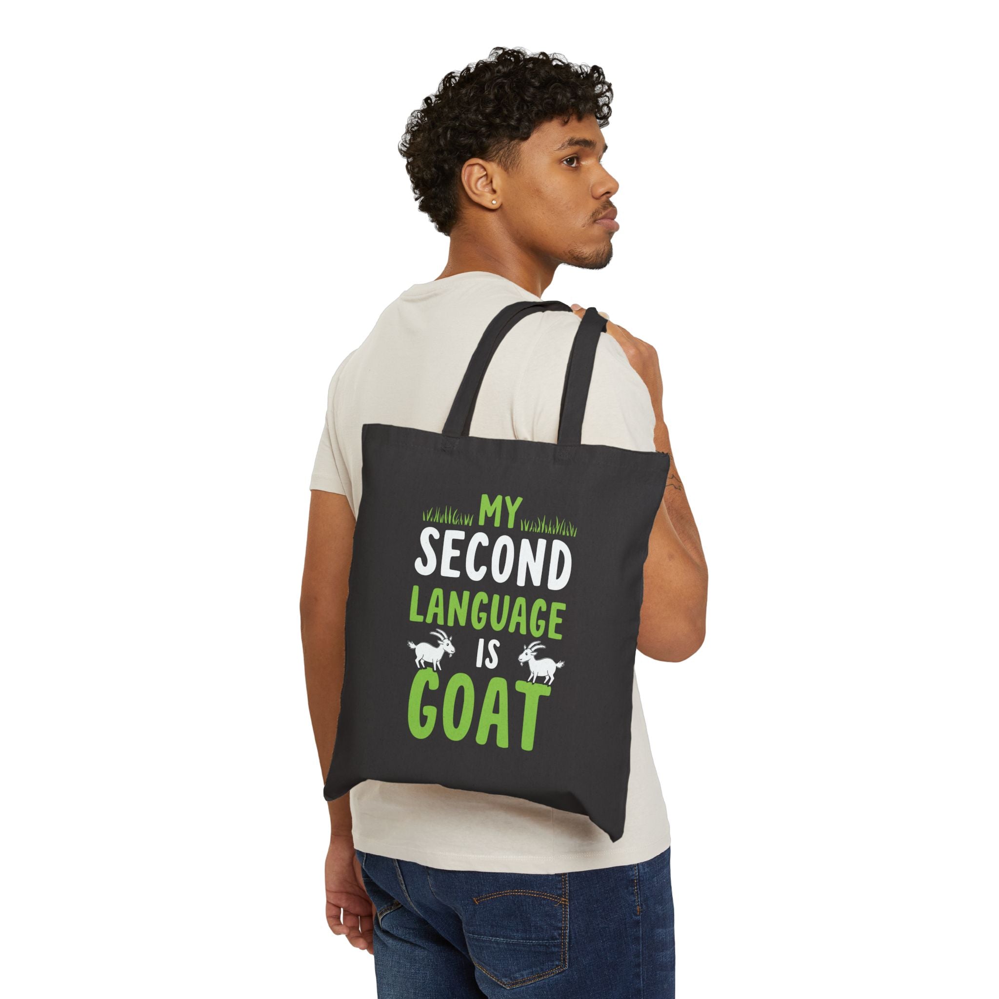 My Second Language Is Goat Tote Bag | Funny Goat Lover Canvas Bag | Goat Mom Gift | Farm Life Tote | Reusable Market Bag | Gumpert Homestead