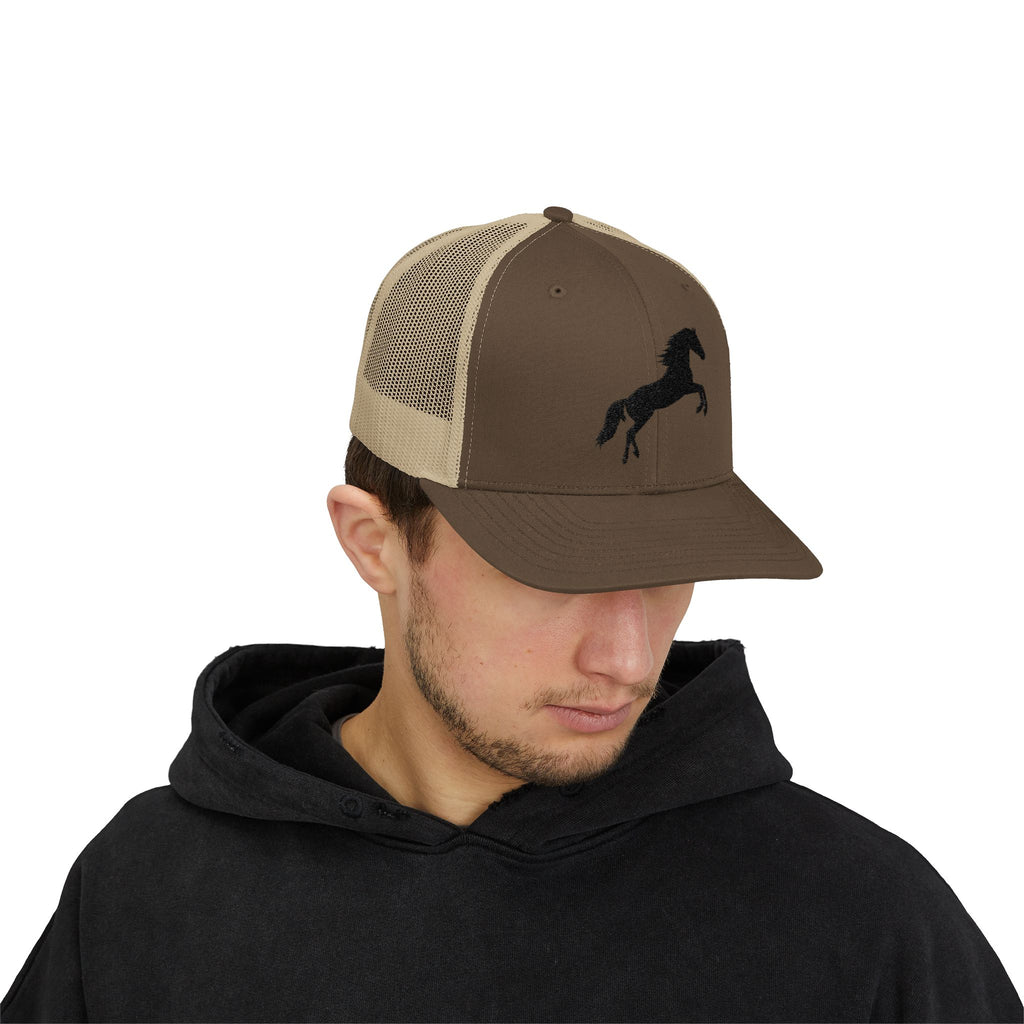 Rearing Horse Trucker Hat | Western Equestrian Mesh Snapback Cap | Rustic Ranch Horse Lover Hat | Farm Life Country Cowboy Cap