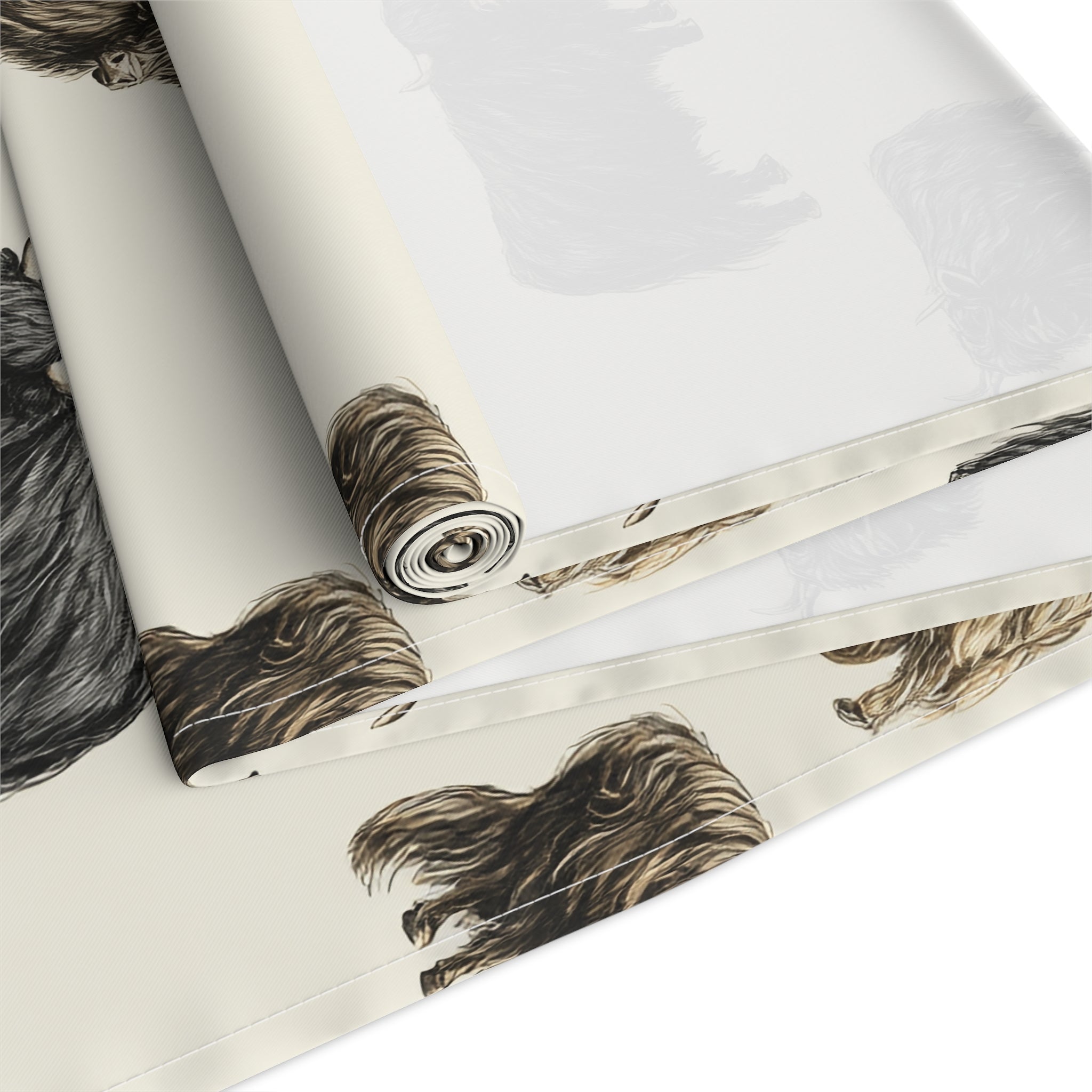 Highland Cow Farmhouse Table Runner | Rustic Farm Cattle Kitchen Decor | Country Cottagecore Dining Table Linen | Homestead Cow Table Decor